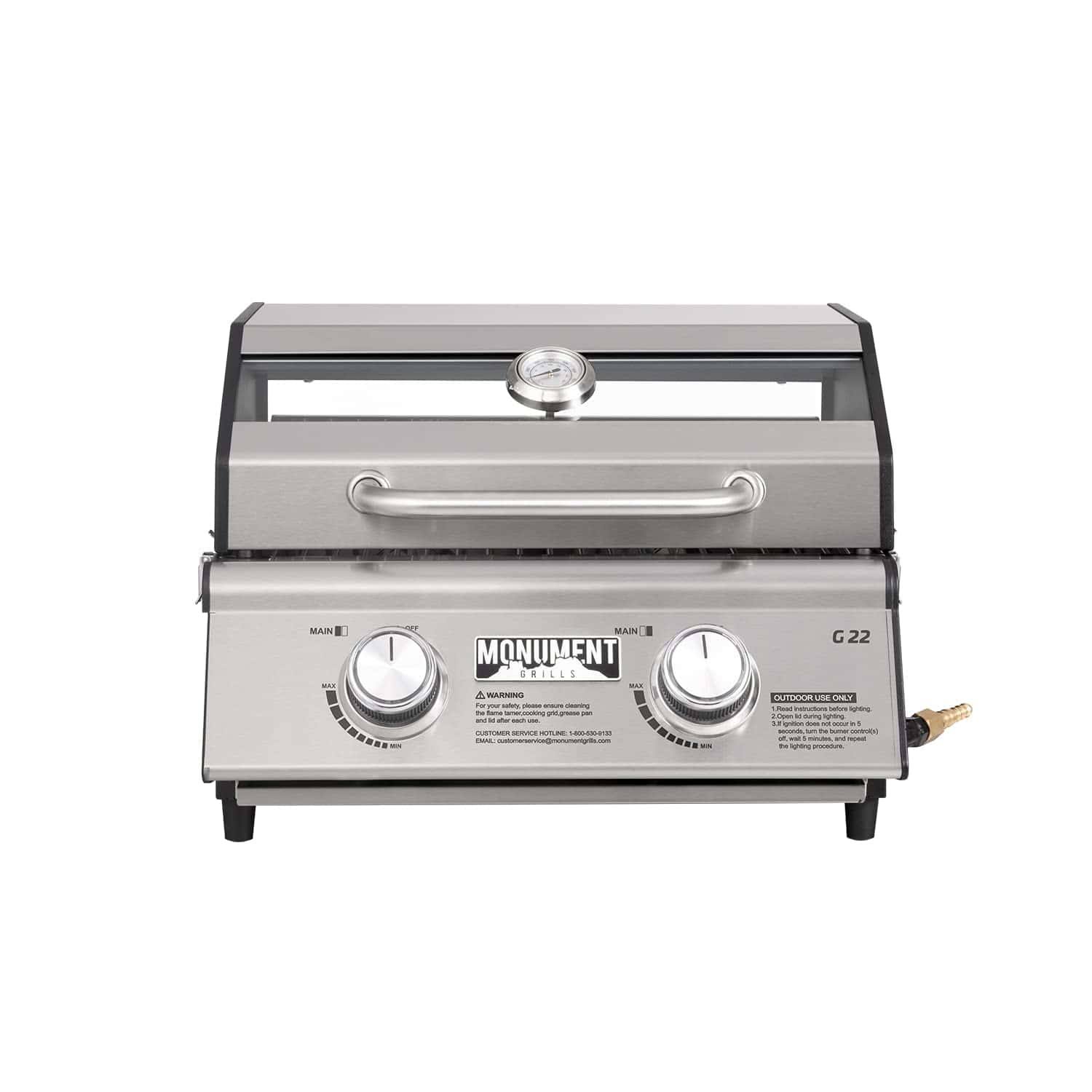 Monument Grills, Clearview 2   Burner Portable Stainless Liquid Propane 15000 BTU Gas Grill