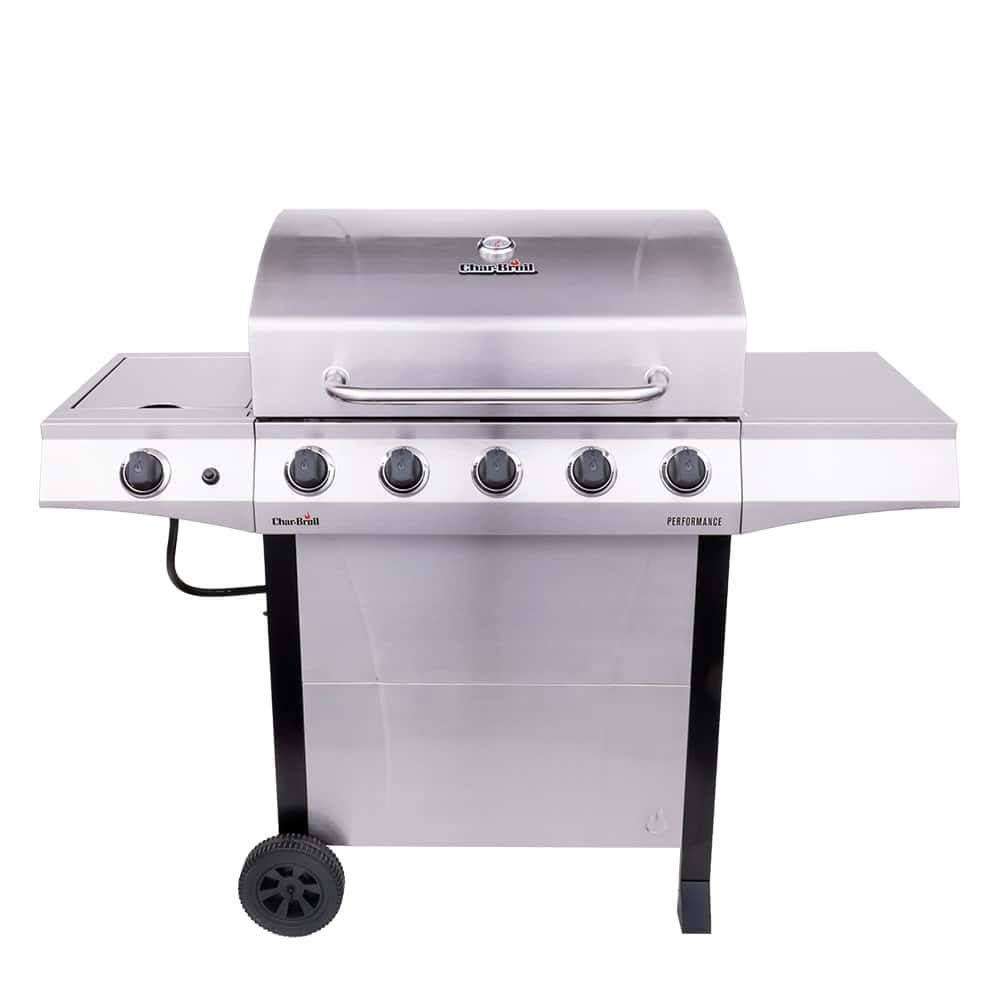 Broil Performance Series Silver 5-Burner Liquid Propane Gas Grill with 1 Side Burner