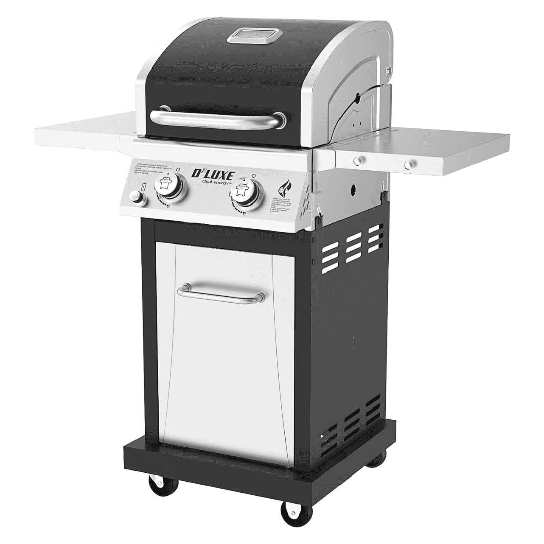 Nexgrill Deluxe 2-Burner Grill: Foldable Side Shelves   28000 BTUs for Compact Grilling