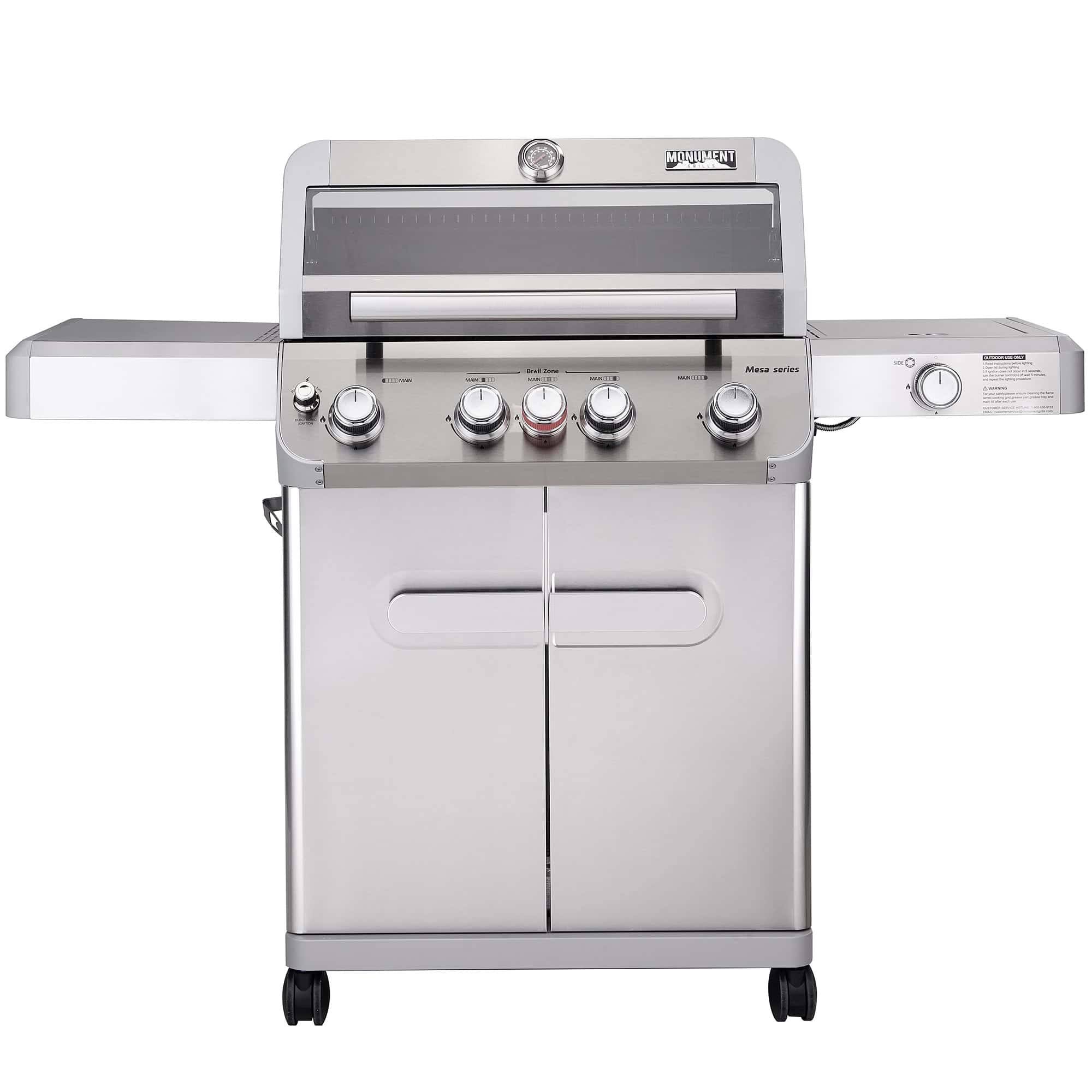 Monument Mesa Stainless Steel 5-Burner Liquid Propane Infrared Gas Grill with 1 Side Burner