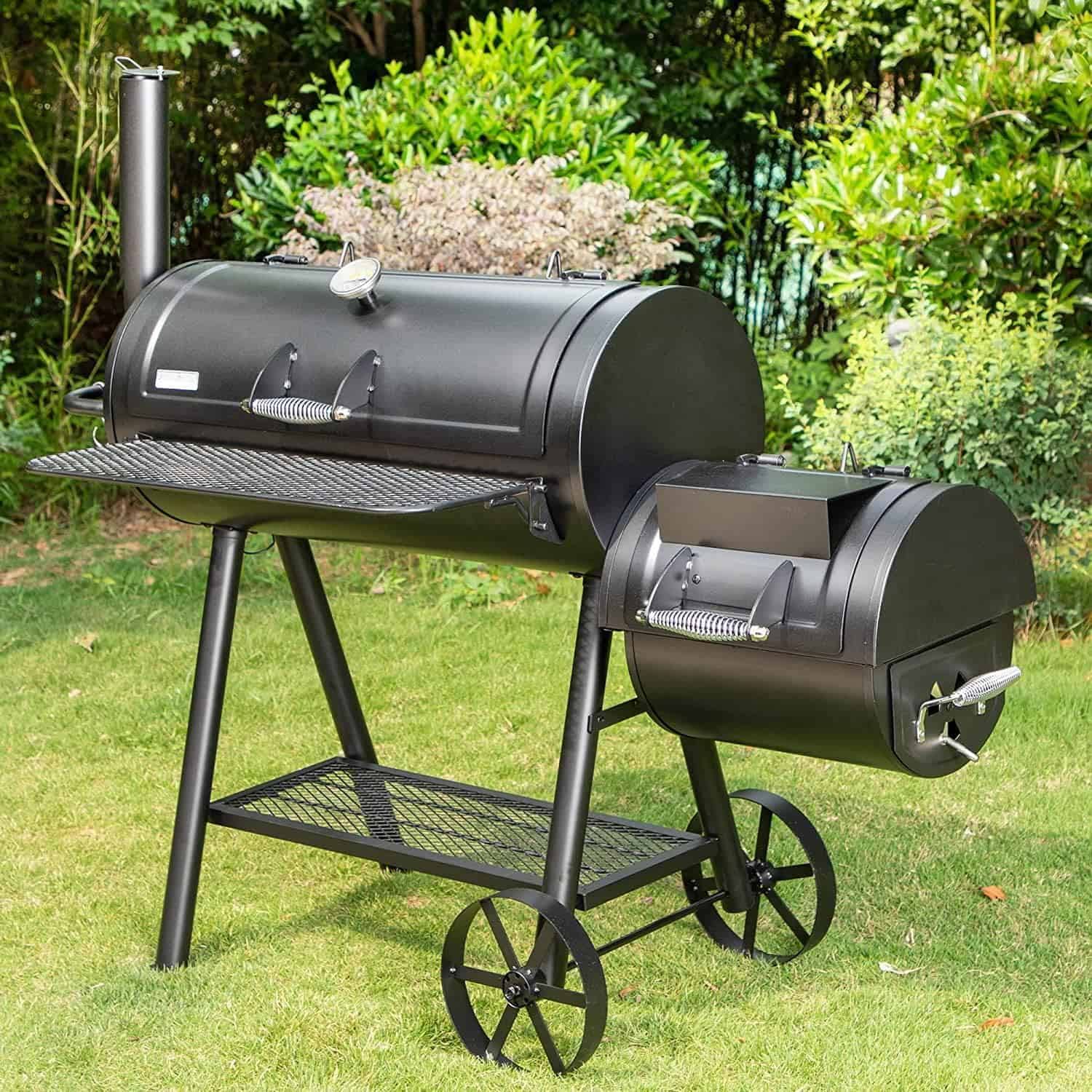 MFSTUDIO Heavy Duty Smoker, X-Large Charcoal Grill with Offset Smoker, 942 sq.in. Cooking Area, Black