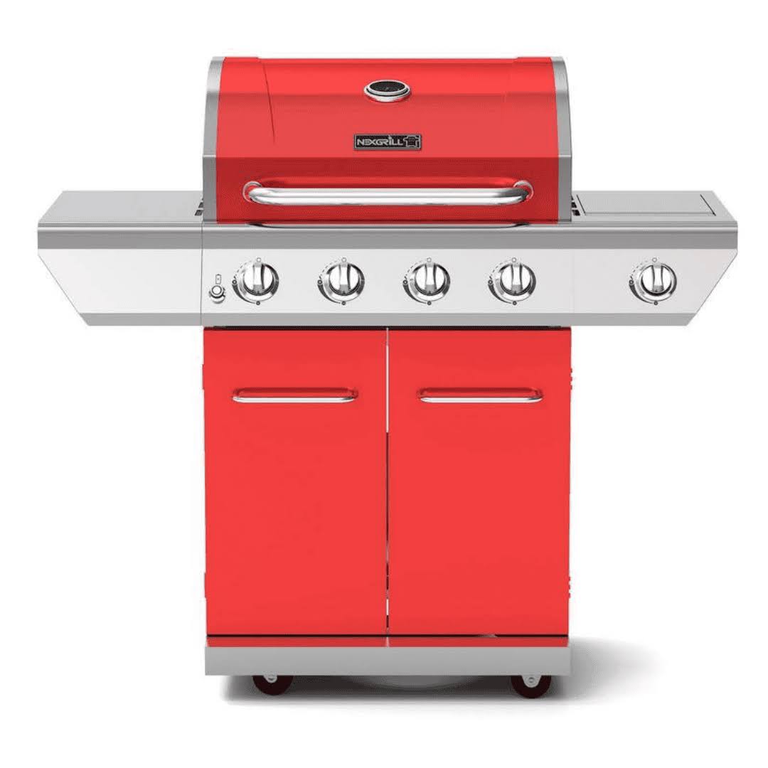 Nexgrill 720-0830HR 4-Burner Propane Gas Grill in Red with Side Burner