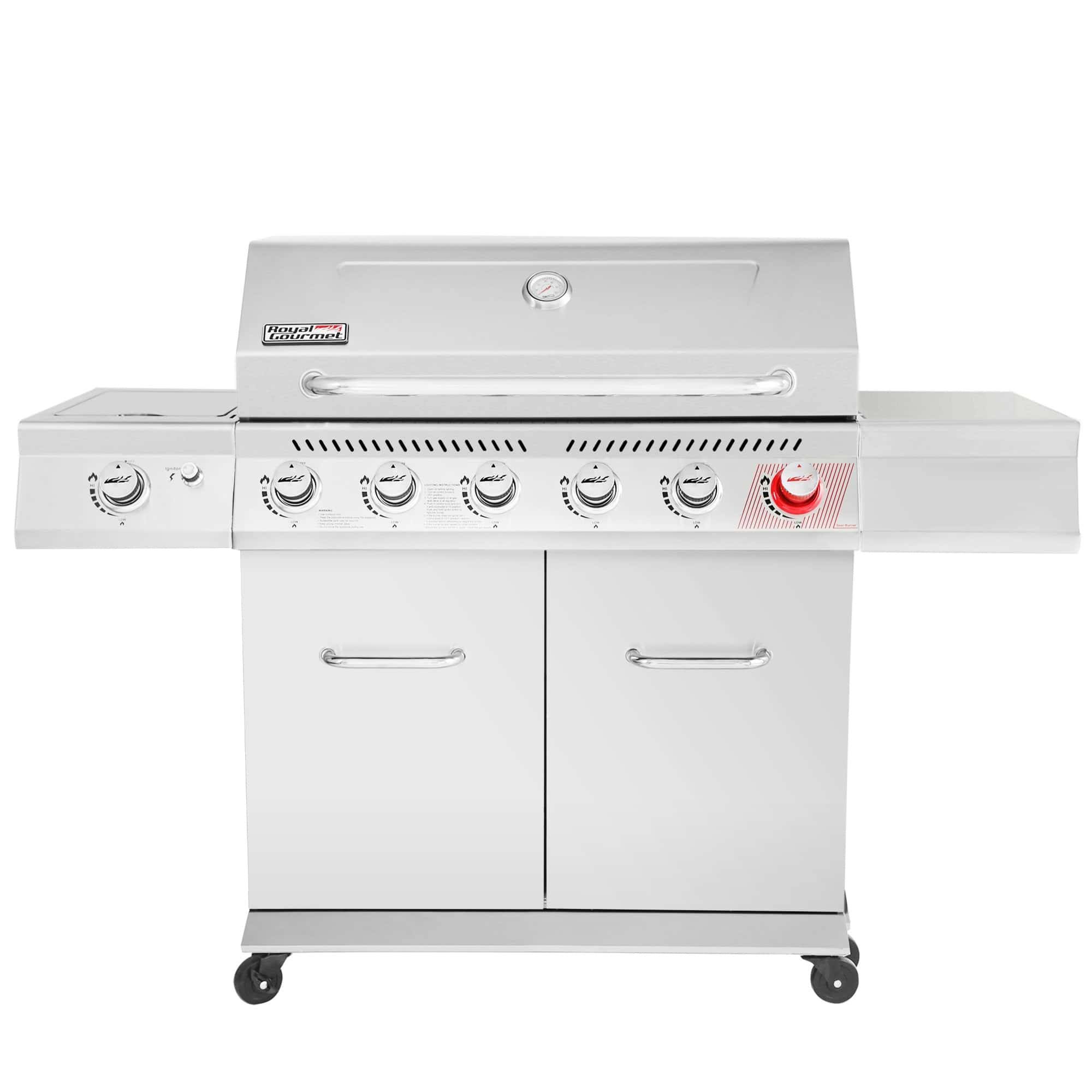 Stainless Steel 6-Burner Liquid Propane Gas Grill with 1 Side Burner