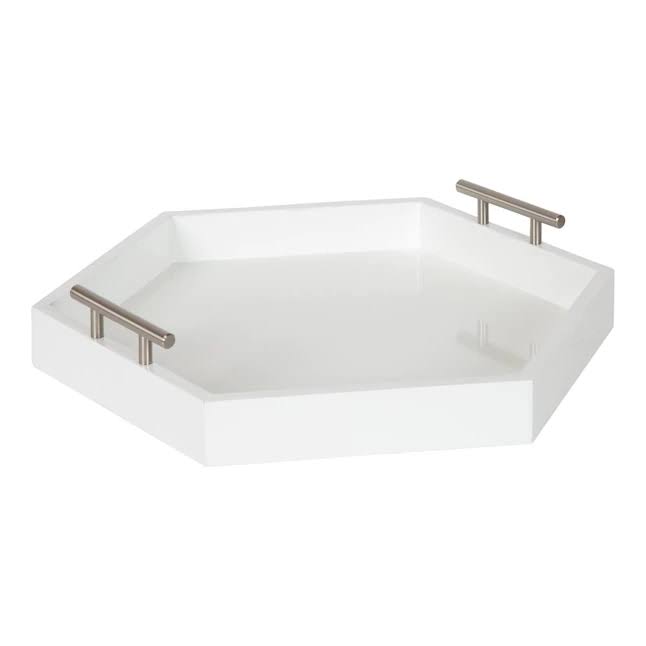 Kate and Laurel 18.12-in x 18.12-in White/Silver Decorative Tray