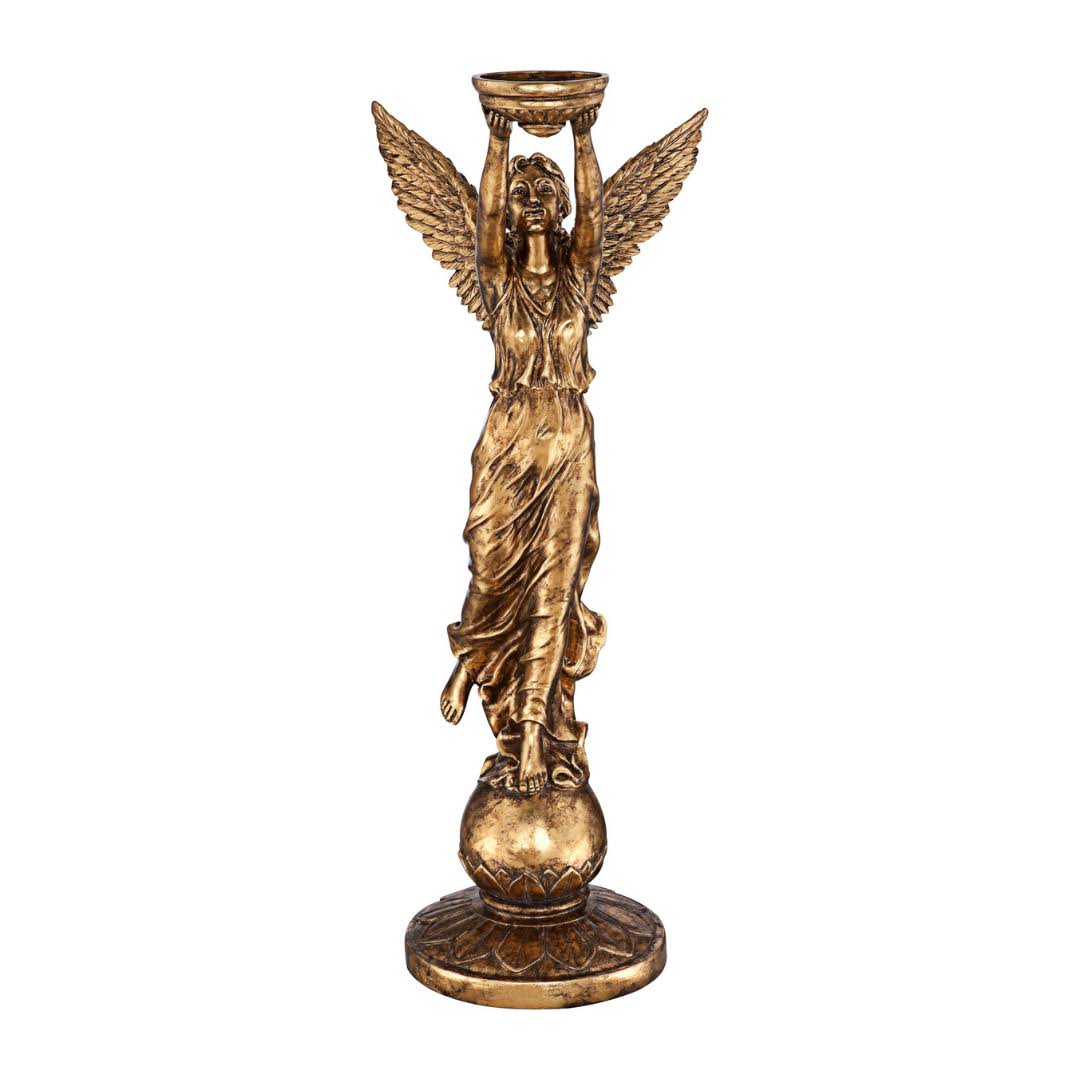 Dahlia Studios Golden Angel 38 1/2  High Statue Candle Holder