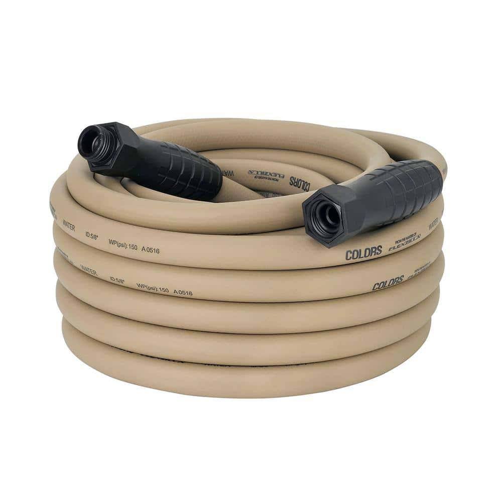 Flexzilla HFZC550BRS 5/8 in. x 50 ft. 3/4-11.5 GHT Fittings Colors Garden Hose with SwivelGrip Connections in Brown Mulch