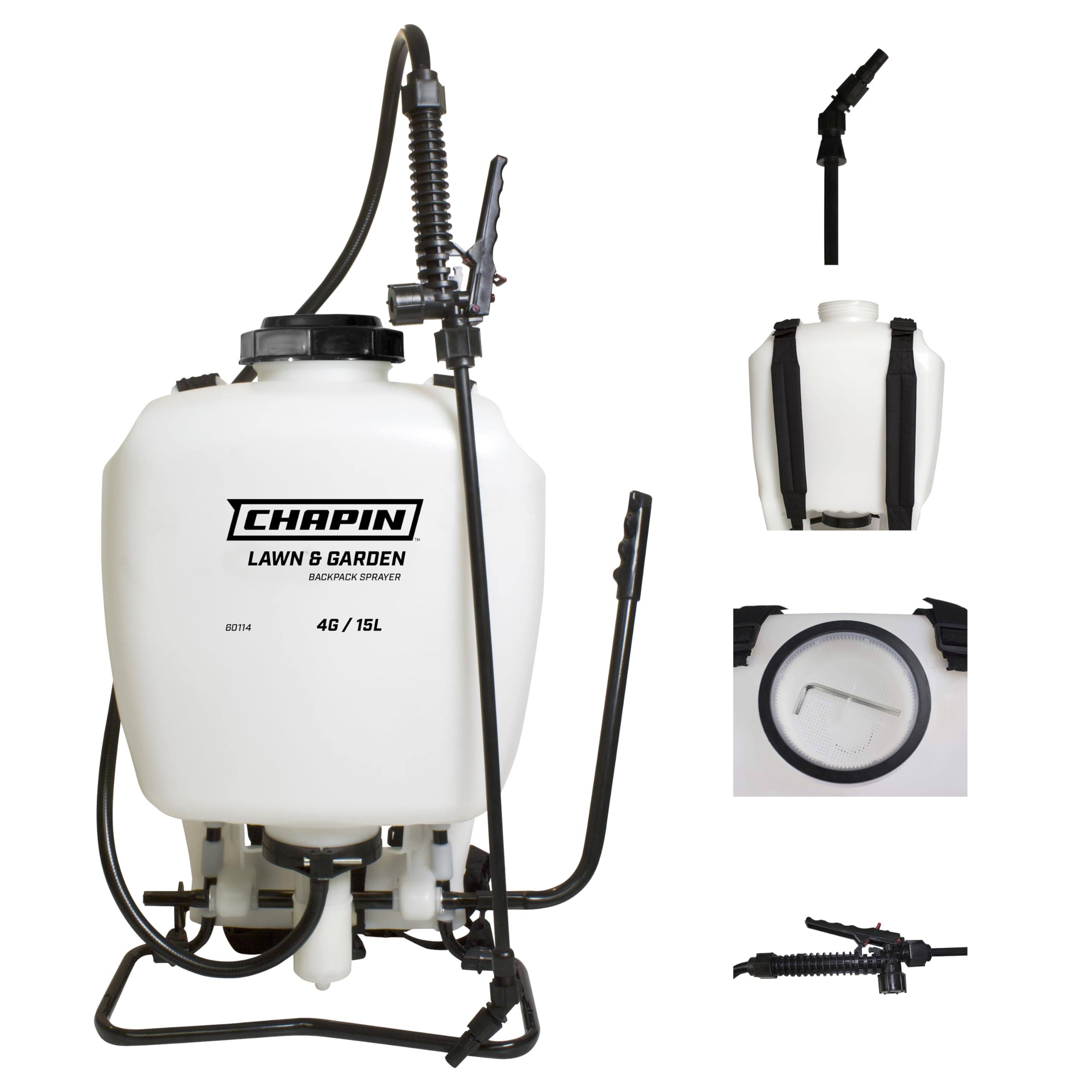 Chapin 60114 Made in USA 4-Gallon Backpack Sprayer with 3-Stage Filtration System Pump Pressured Sprayer