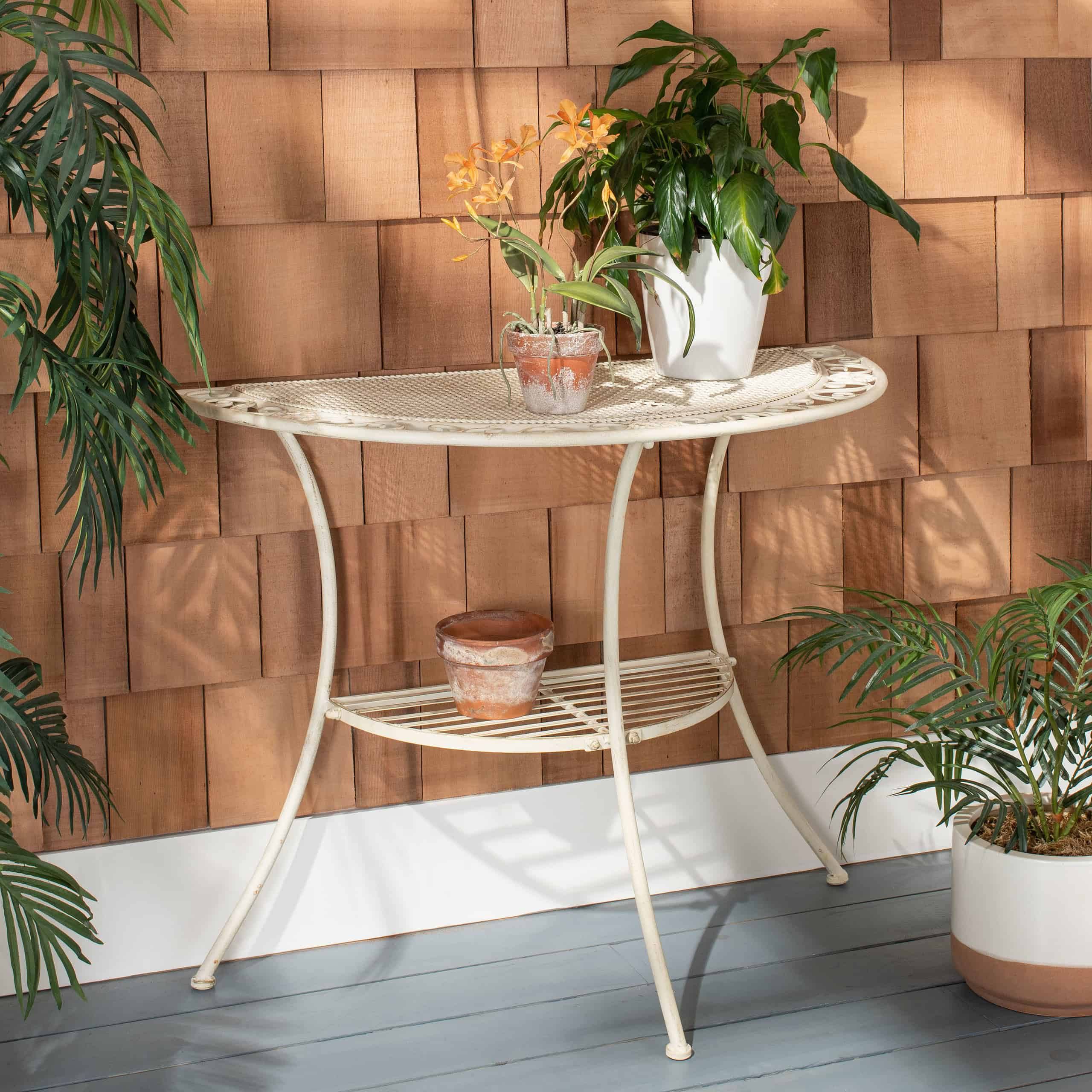 Safavieh Genson Half Circle Outdoor Console Table 20.5-in W x 39.3-in L