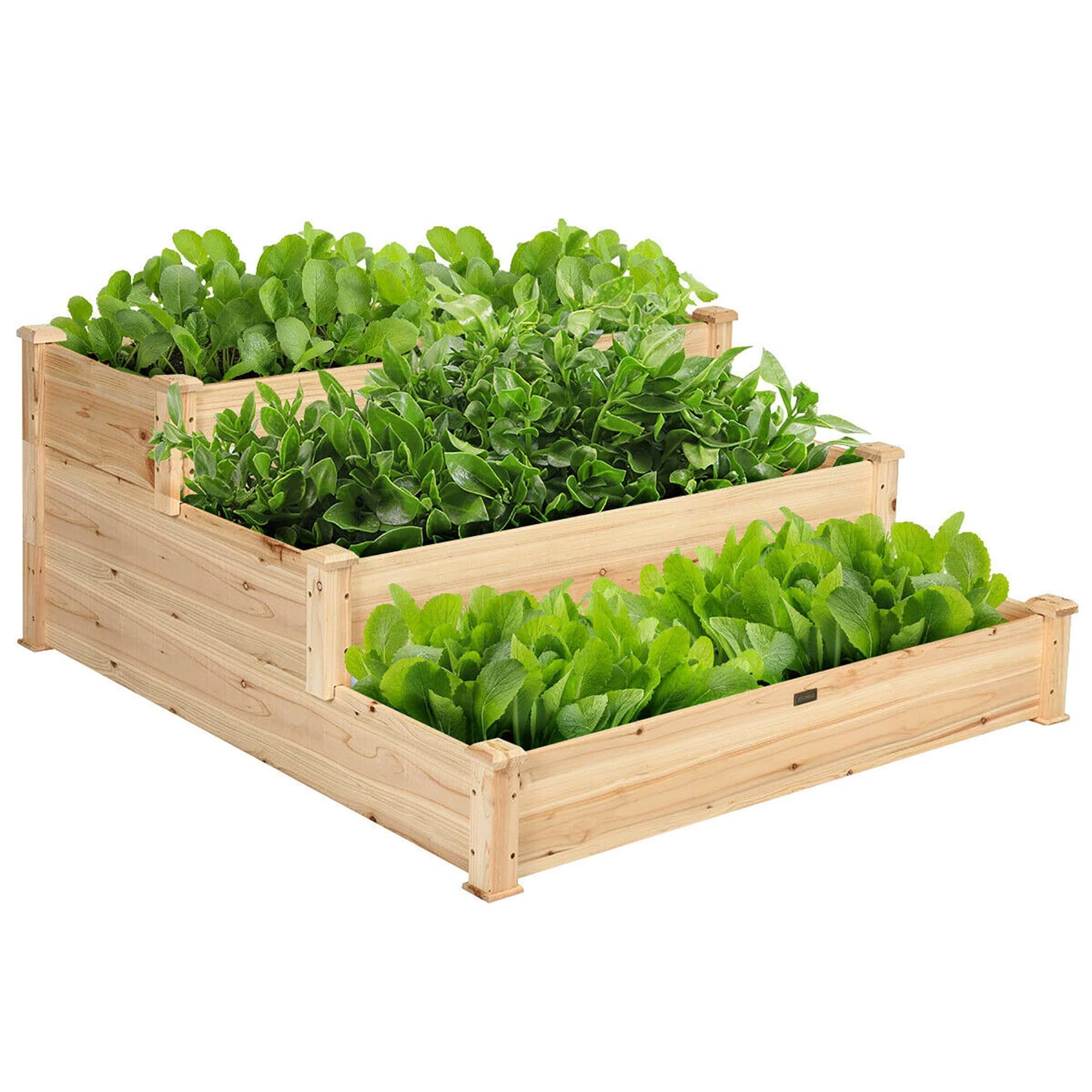 3 Tier Wooden Raised Vegetable Garden Bed Elevated Planter Kit Outdoor Gardening