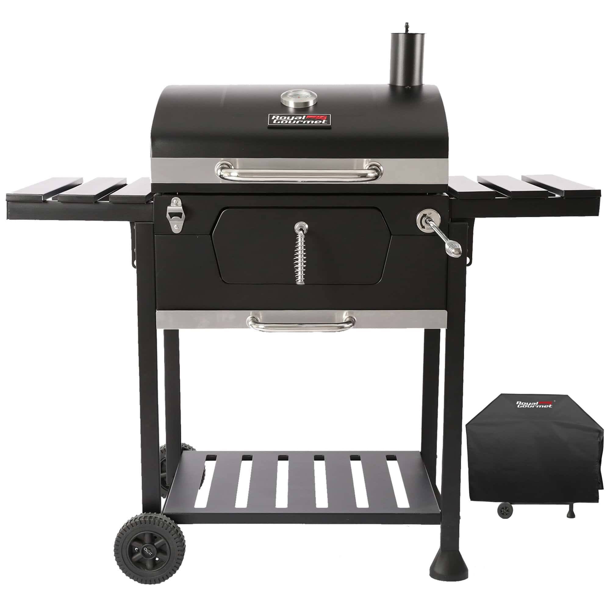 24  Crop Barrel Charcoal Grill with Side Shelf and Cover