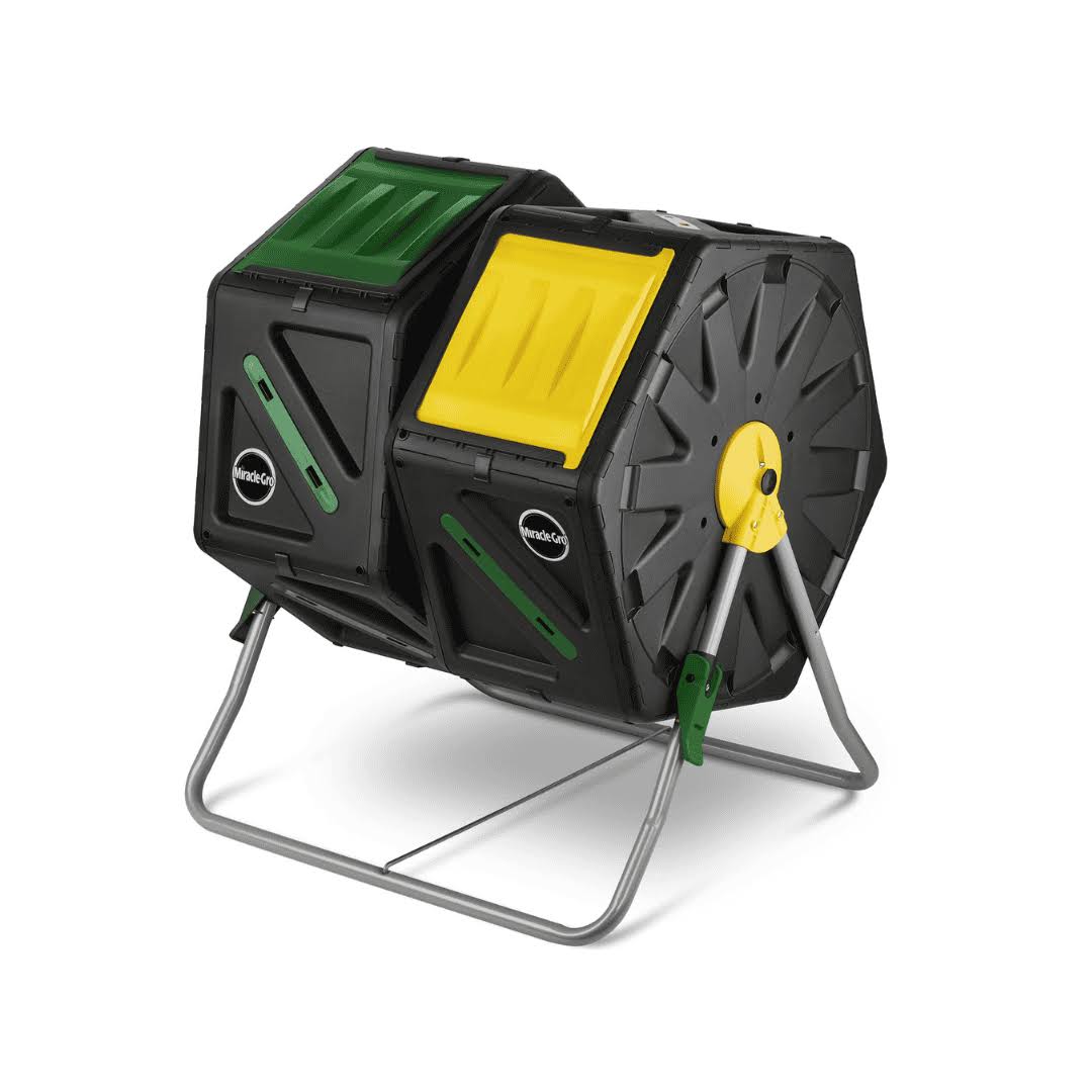 Miracle-Gro Dual Chamber Compost Tumbler – Easy-Turn, Fast-Working System (2 – 18.5gallon /70 Liter)