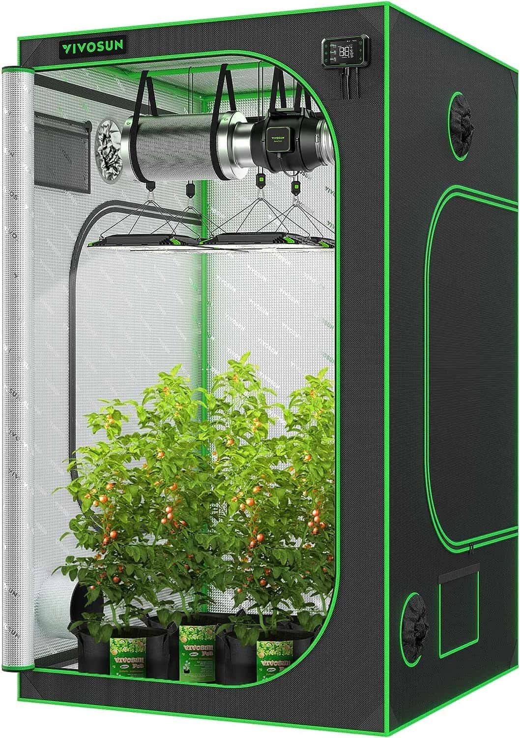VIVOSUN S448 4 4 Grow Tent, 48 x48 x80  High Reflective Mylar with Observation Window