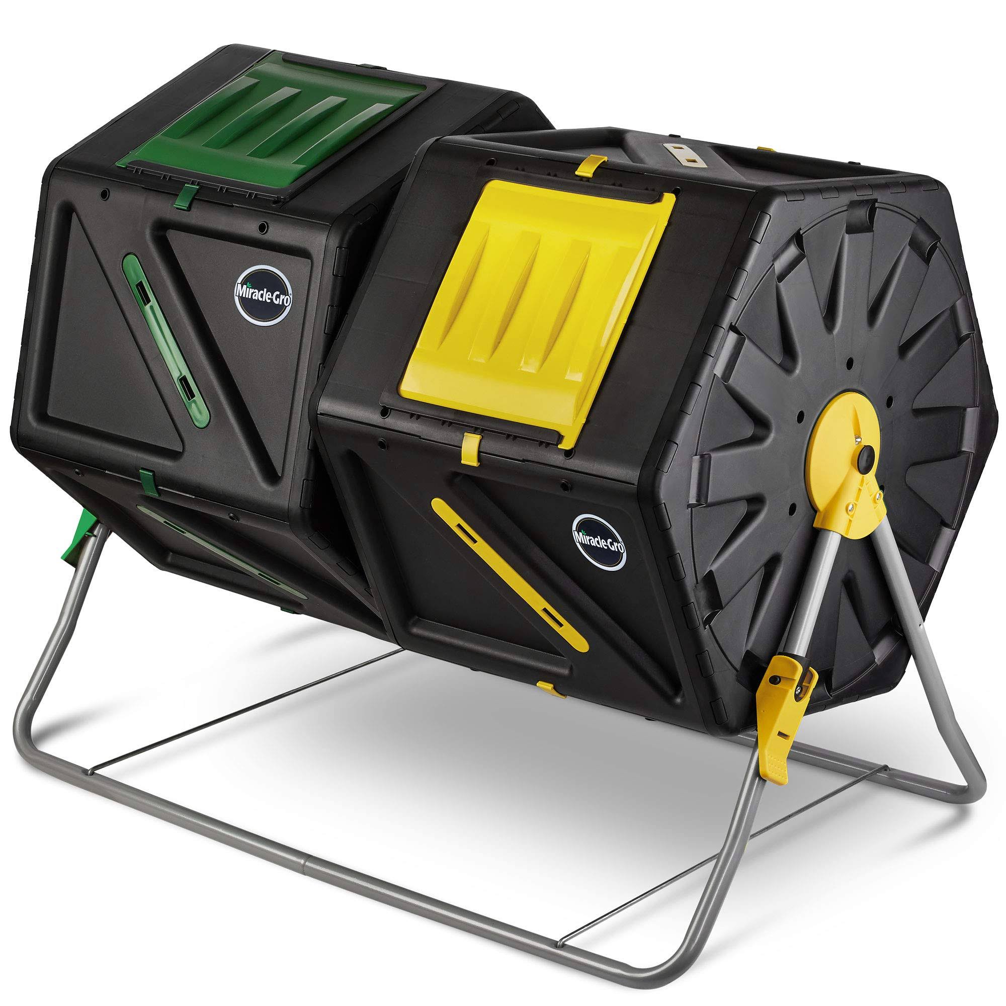 Miracle-Gro Large Dual Chamber Compost Tumbler – Easy-Turn, Fast-Working System, All-Season, Heavy-Duty