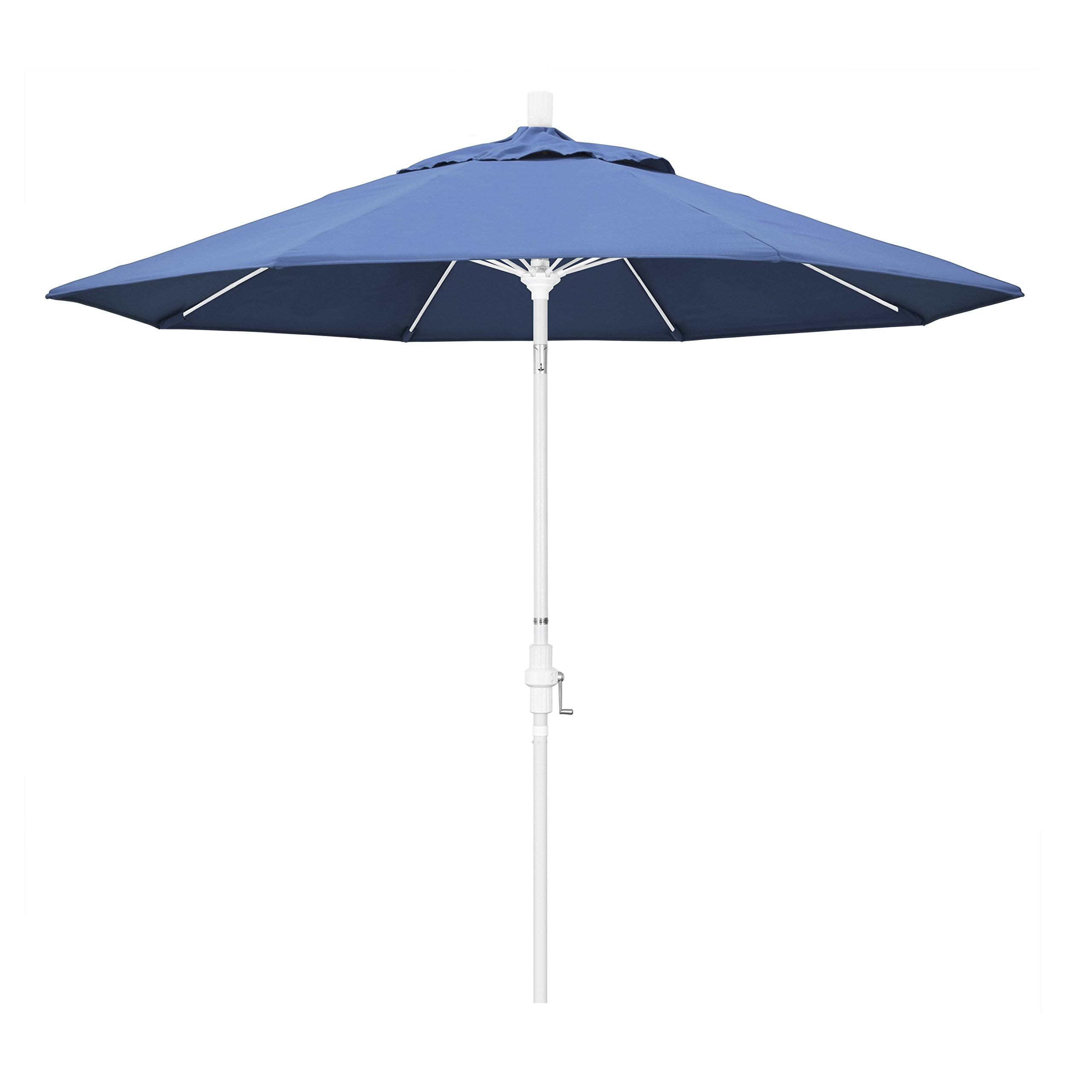 California Umbrella 9  Round Aluminum Pole Fiberglass Rib Market Umbrella   Frost Blue