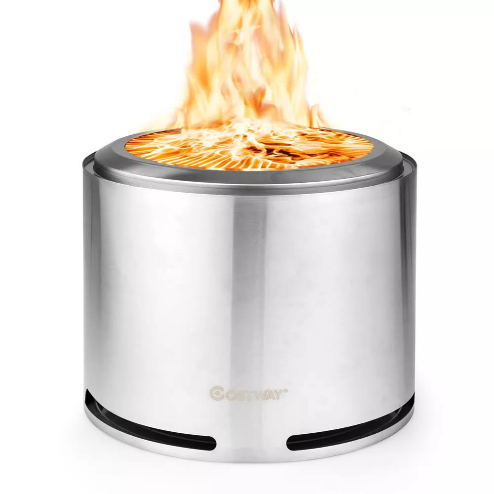 18.5  Smokeless Fire Pit 304 Stainless Steel Stove Bonfire with Waterproof Cover