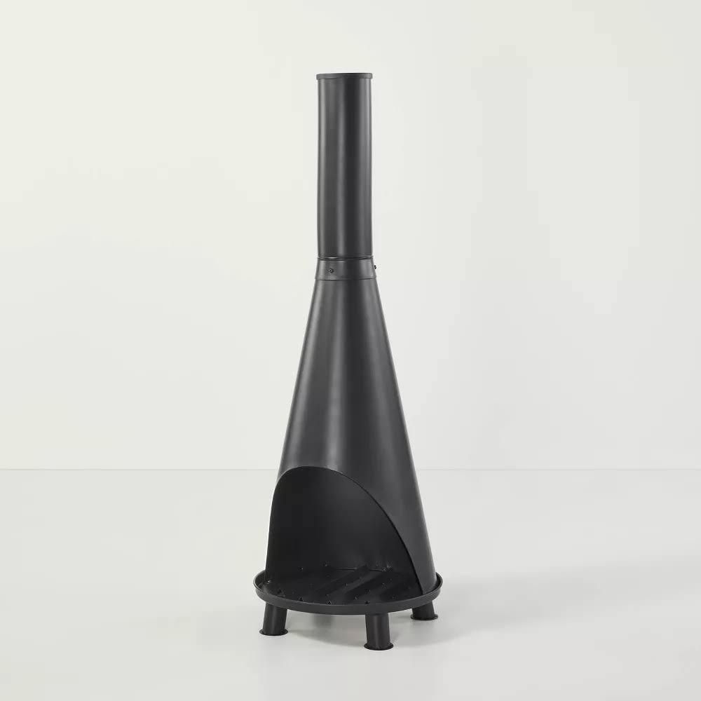 Hearth   Hand with Magnolia Wood Burning Outdoor Metal Fire Pit Chimenea Black
