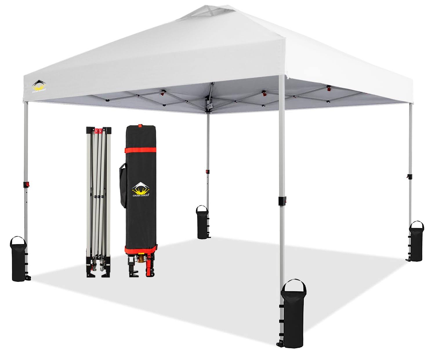 CROWN SHADES Canopy Tent, 10 x 10 Foot Portable Pop Up Outdoor Shelter, White