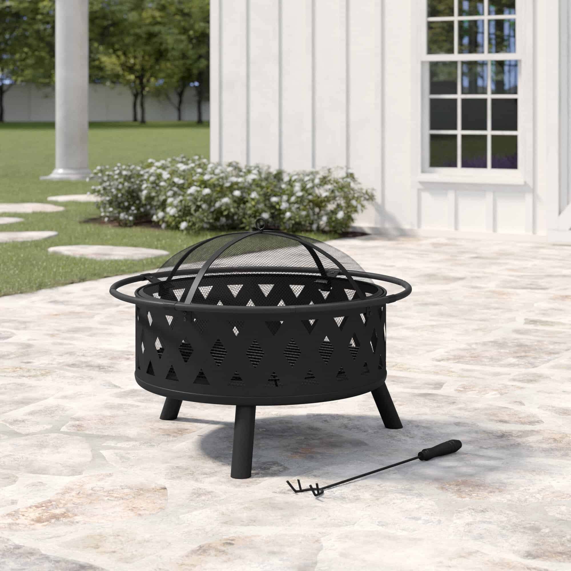 Adison 24  H x 32  W Steel Wood Burning Outdoor Fire Pit
