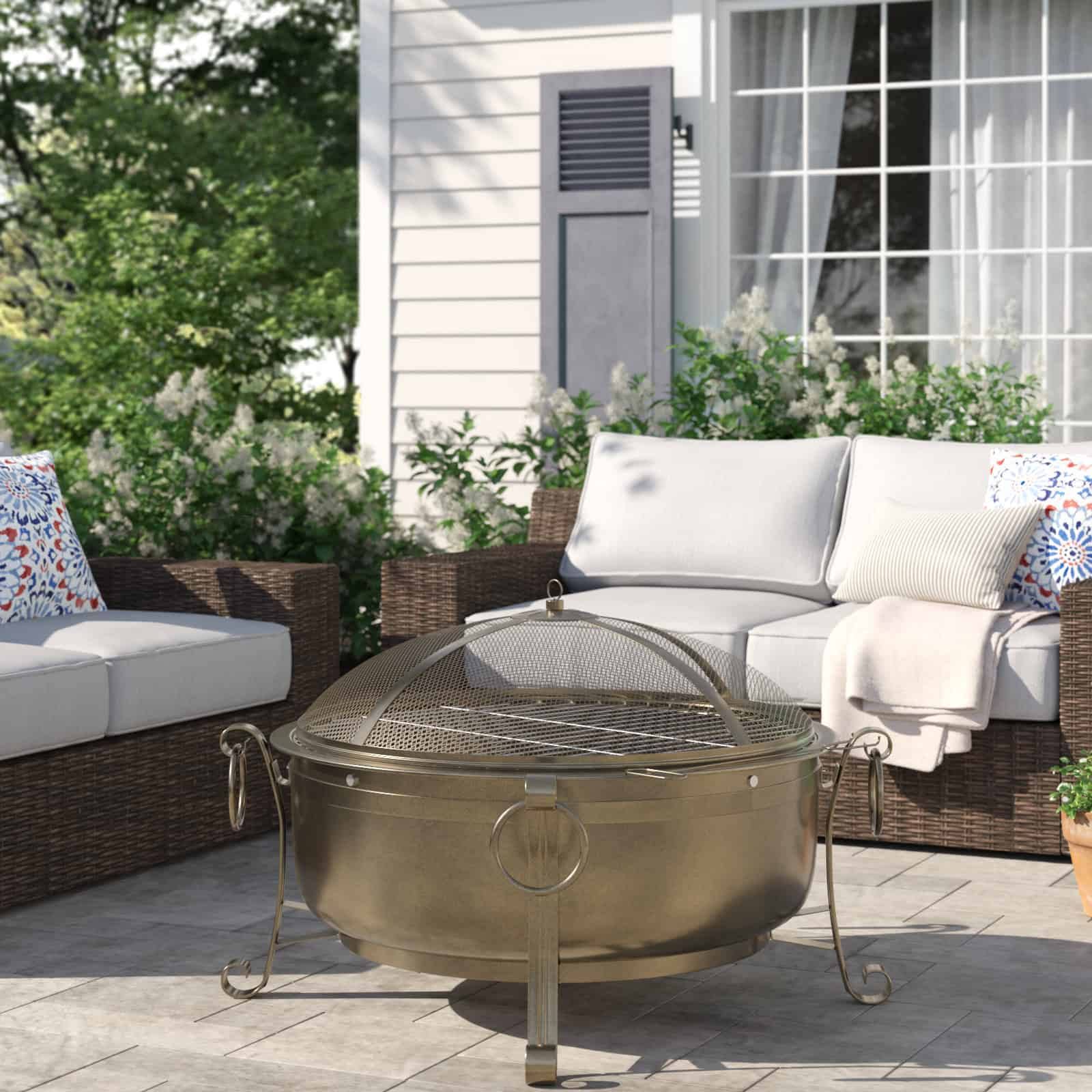 27.5  H x 36.75  W Steel Wood Burning Outdoor Fire Pit