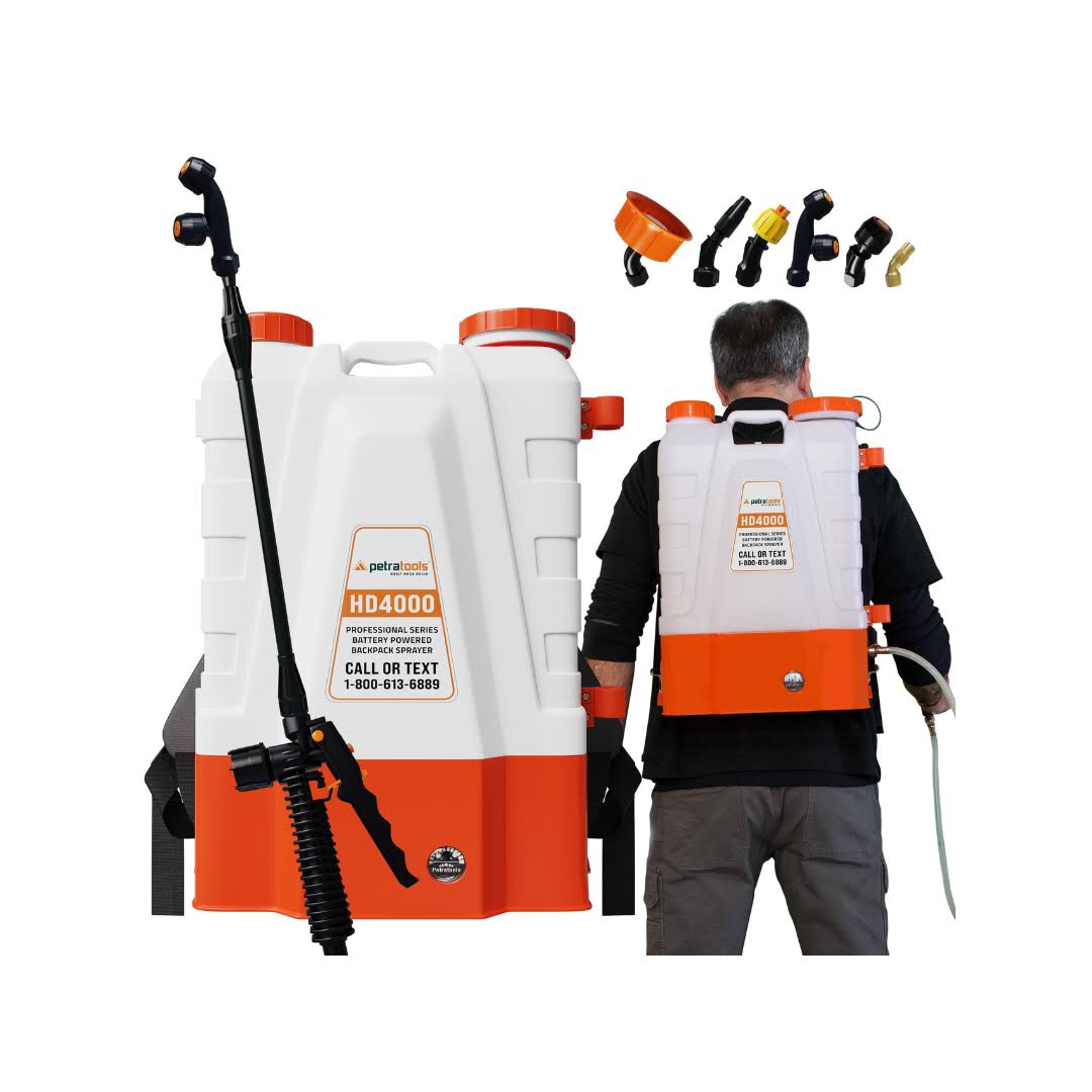PetraTools HD4000 4 Gallon Battery Powered Backpack Sprayer, Backpack Sprayer Battery Powered