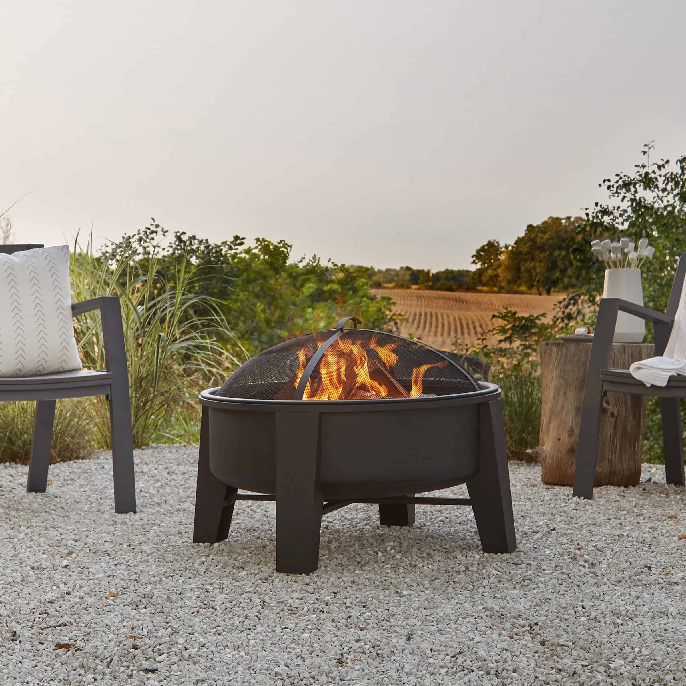 23  H x 35  W Iron Wood Burning Outdoor Fire Pit