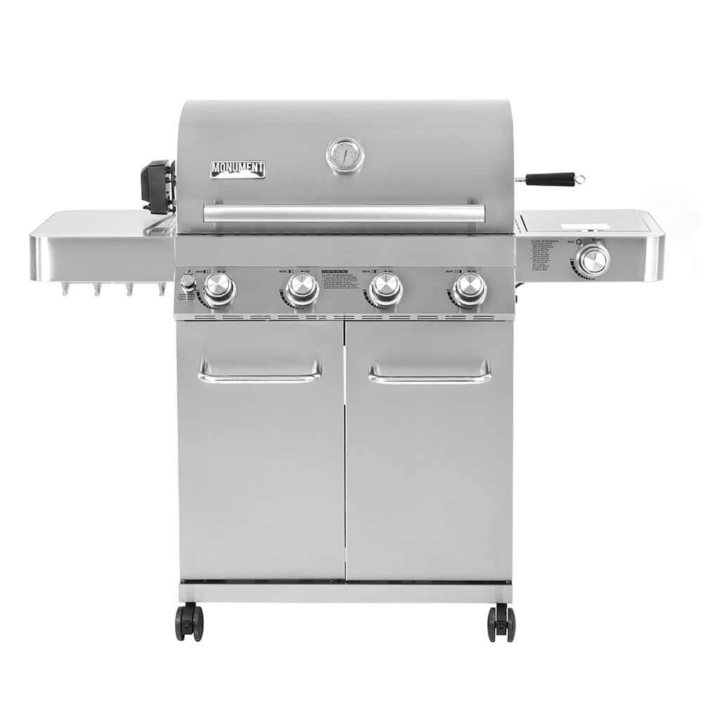 Monument Grills 4   Burner Built In Liquid Propane 60000 BTU Gas Grill with Side Burner and Cabinet
