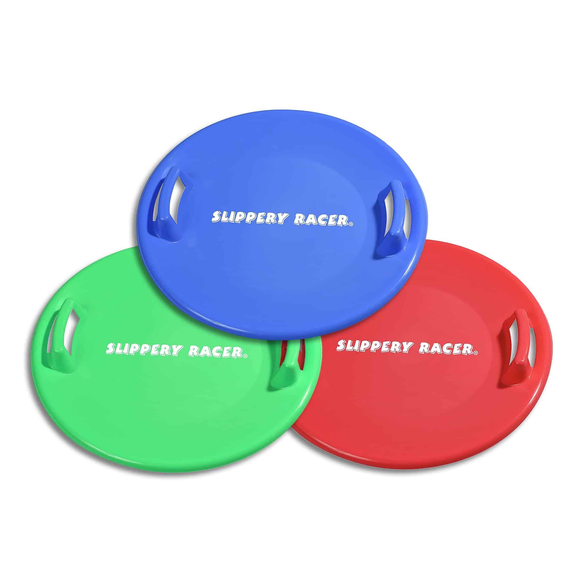 Slippery Racer Heavy-Duty Cold Weather Downhill Pro Adults and Kids Plastic Outdoor Winter Saucer Disc Snow Sleds with Handles.