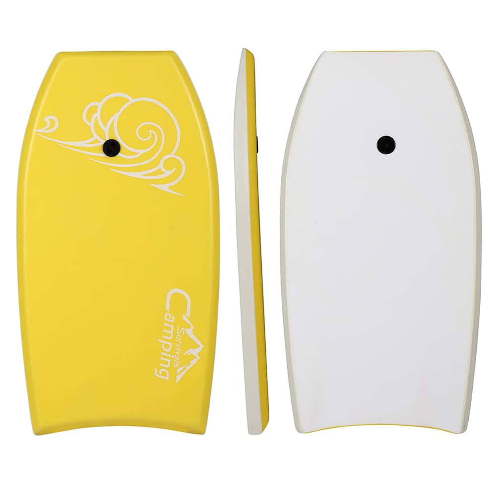 37in Surfboard with Removable Fins Beginner Board for Adults and Kids,Yellow