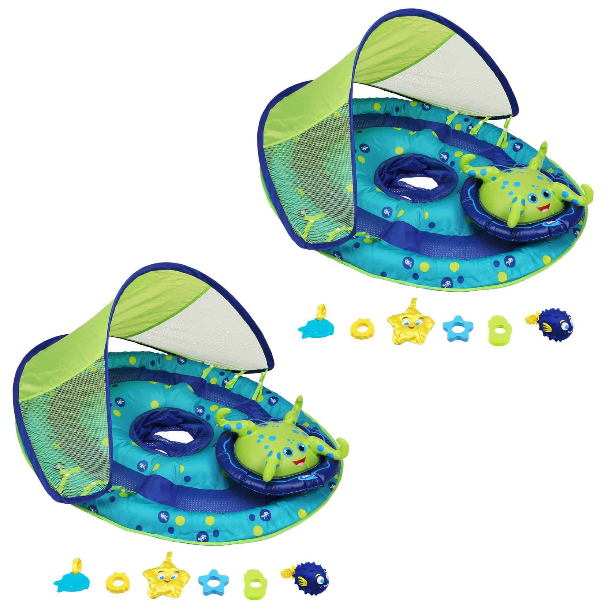 SwimWays Baby 9 to 24 months Spring Float Activity Center Pool Raft with Sun Canopy (2 Pack)