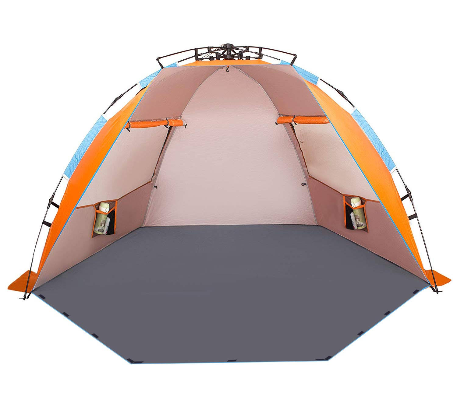 Oileus X-Large 4 Person Beach Tent Sun Shelter   Portable Sun Shade Instant Tent for Beach, Orange