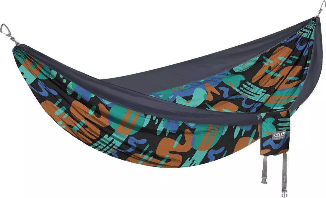 ENO DoubleNest Print Hammock   Charcoal/Lagoon/Sky