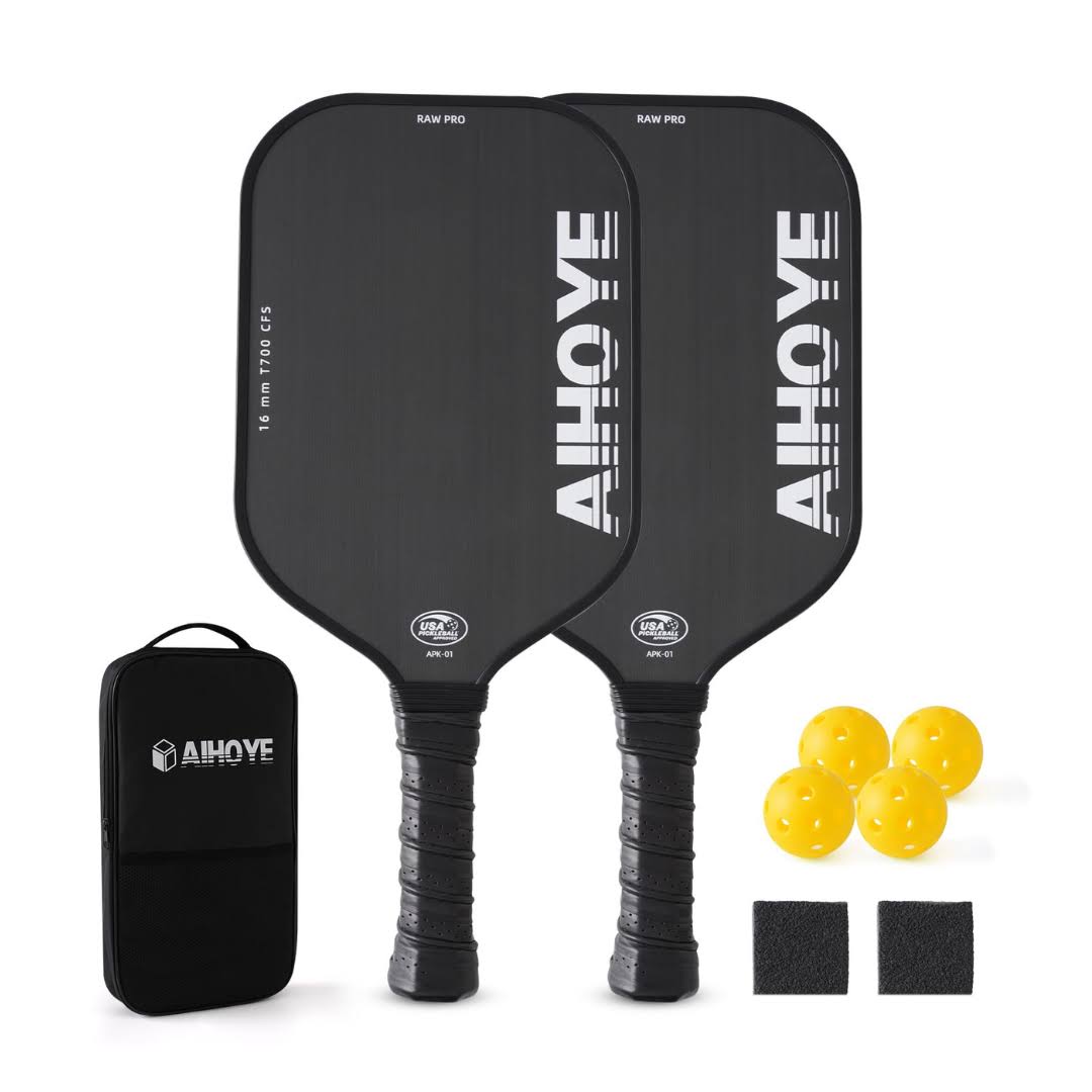 Aihoye PRO Pickleball Paddles- Raw T700 Carbon Fiber Textured Surface (CFS) with High Grit   Spin