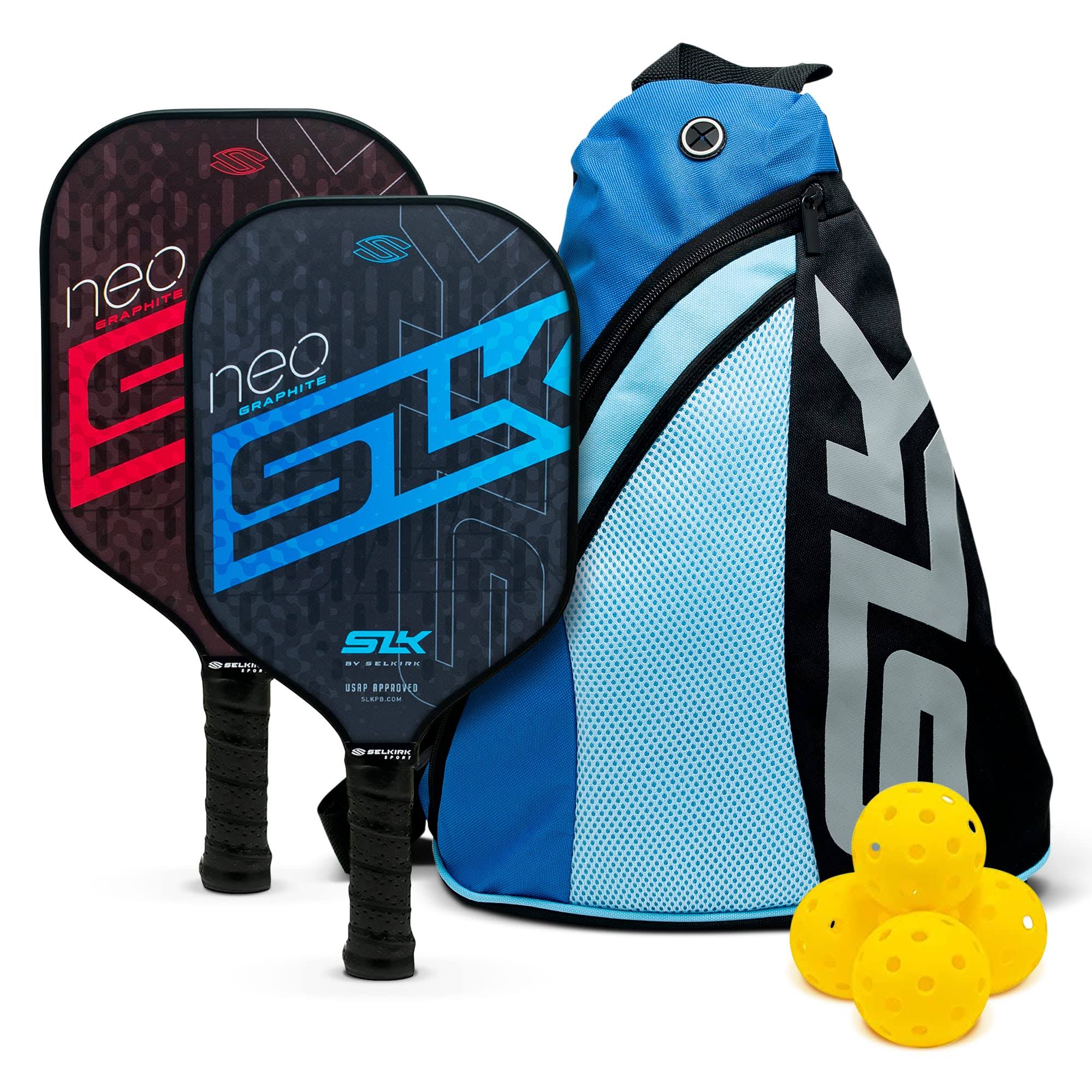 Sport 2024 SLK by  Pickleball Paddles, Featuring a Multilayer Fiberglass and Graphite Pickleball Paddle Face, Red   Blue
