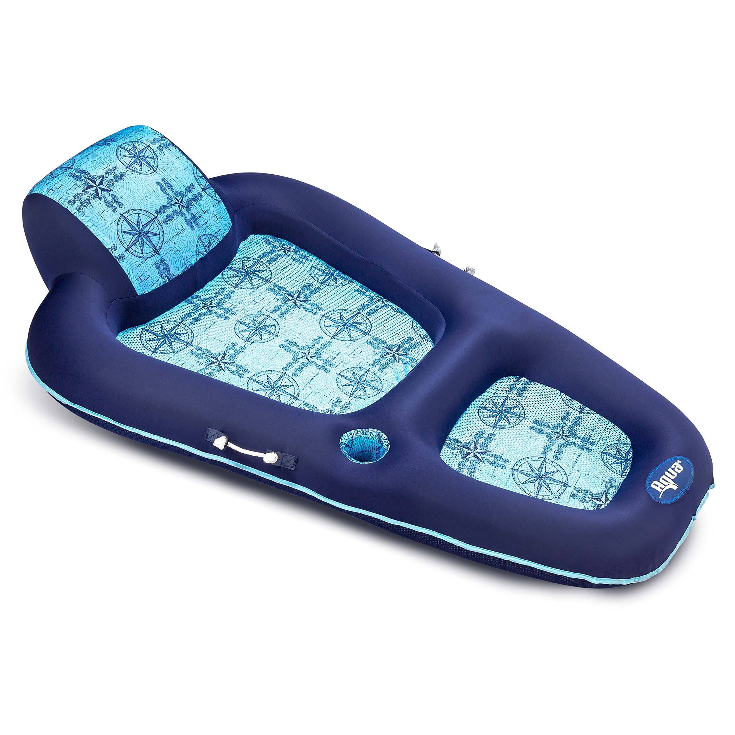 LEISURE Luxury Water Pool Lounge – Extra Large – Inflatable Pool Floats for Adults   Luxury Lounge Navy/Light Blue