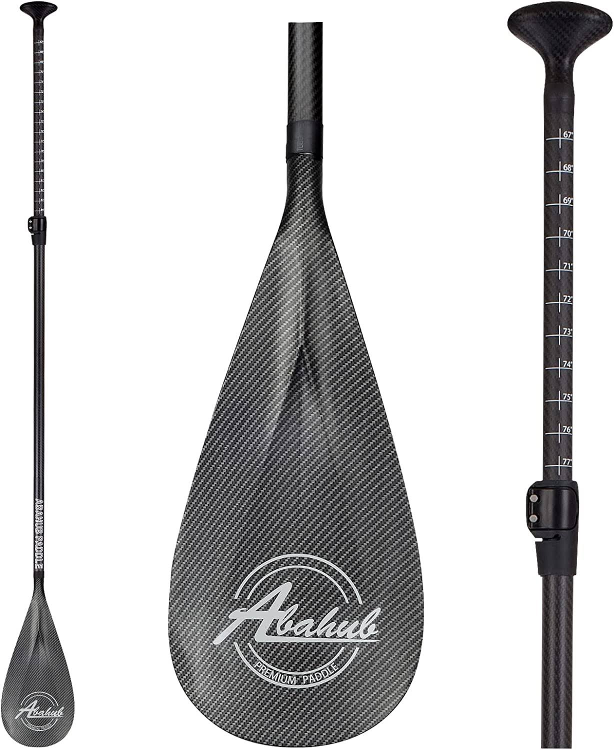 Abahub Carbon SUP Paddles, 1 x 3 Section Adjustable 67″ – 86″