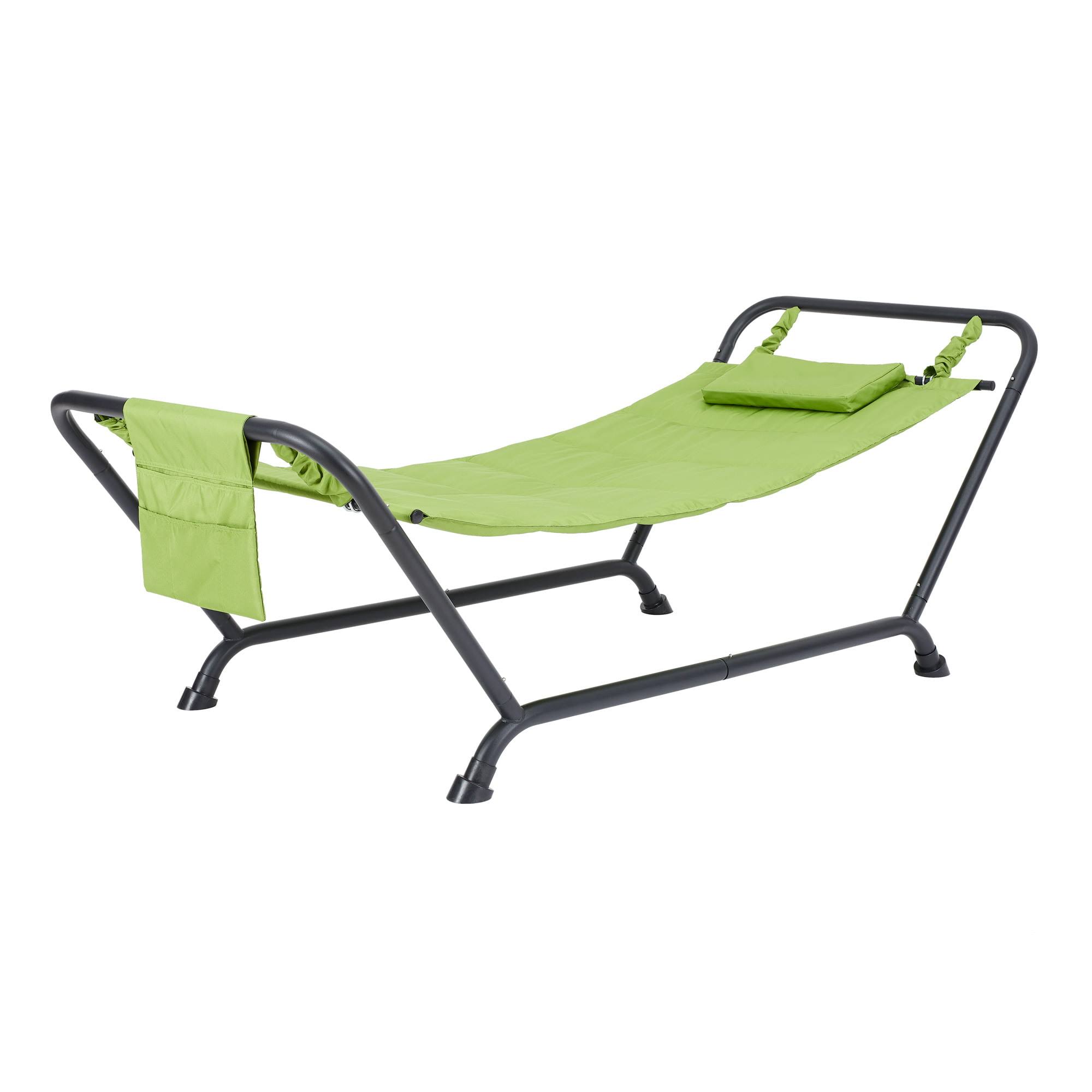 Mainstays Belden Park Hammock with Stand and Pillow, Outdoor, Material Polyester, Multi color, Assembled Length 90.55