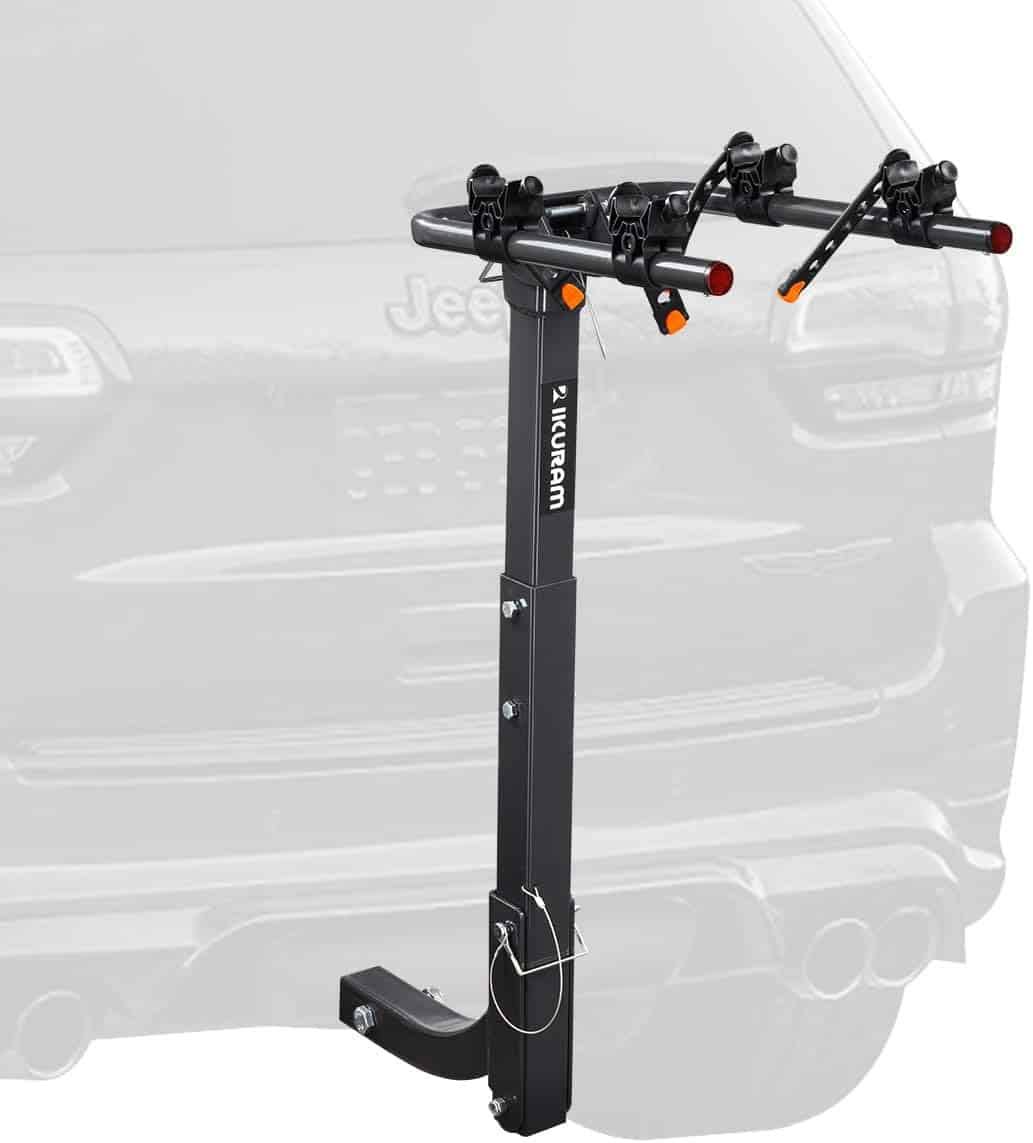 IKURAM R 2 Bike Rack Bicycle Carrier Racks Hitch Mount Double Foldable Rack for Cars, Trucks, SUV s and minivans with a 2  Hitch Receiver
