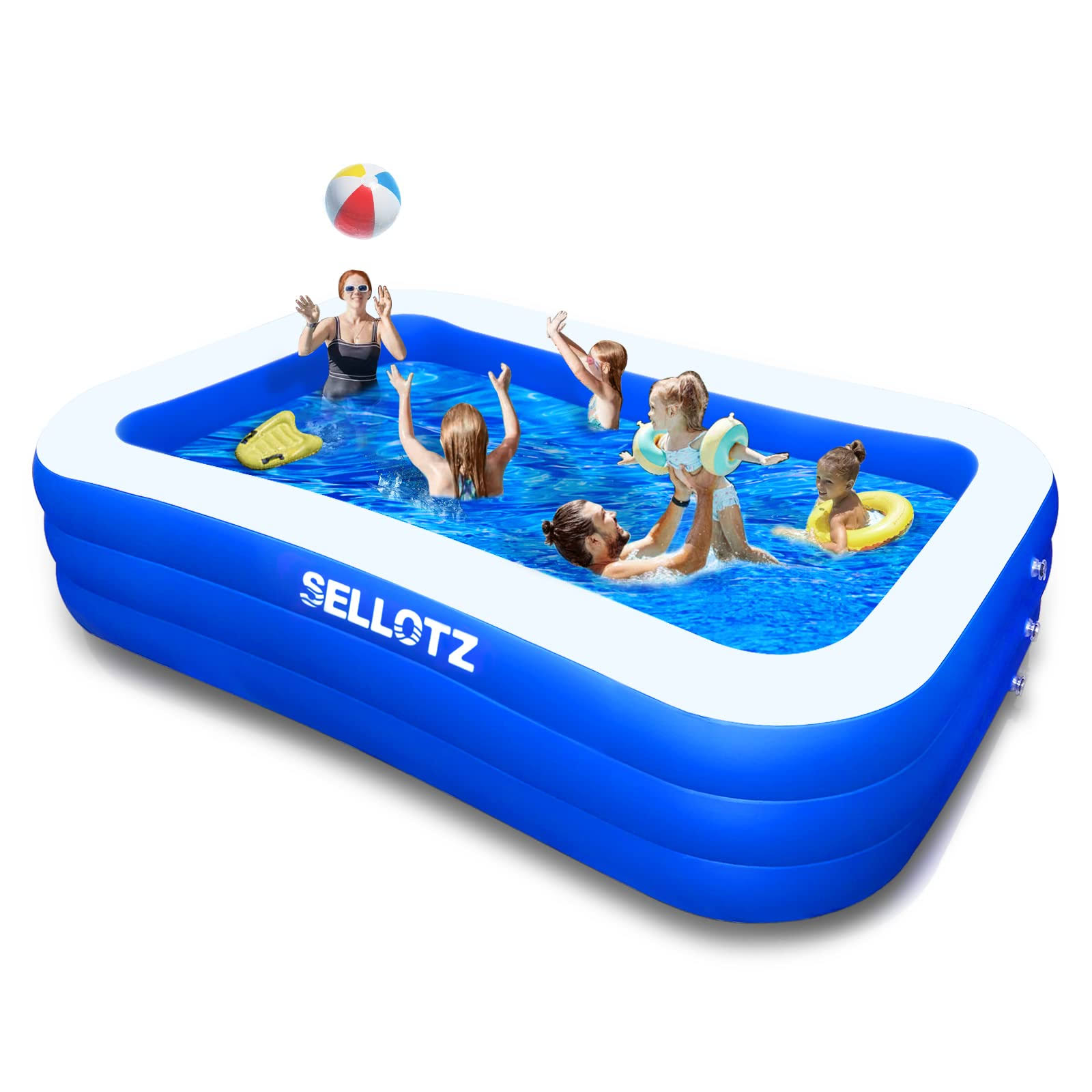 SELLOTZ Inflatable Pool for Kids and Adults, 120  X 72  X 22  Oversized Thickened Family Swimming Pool for Toddlers
