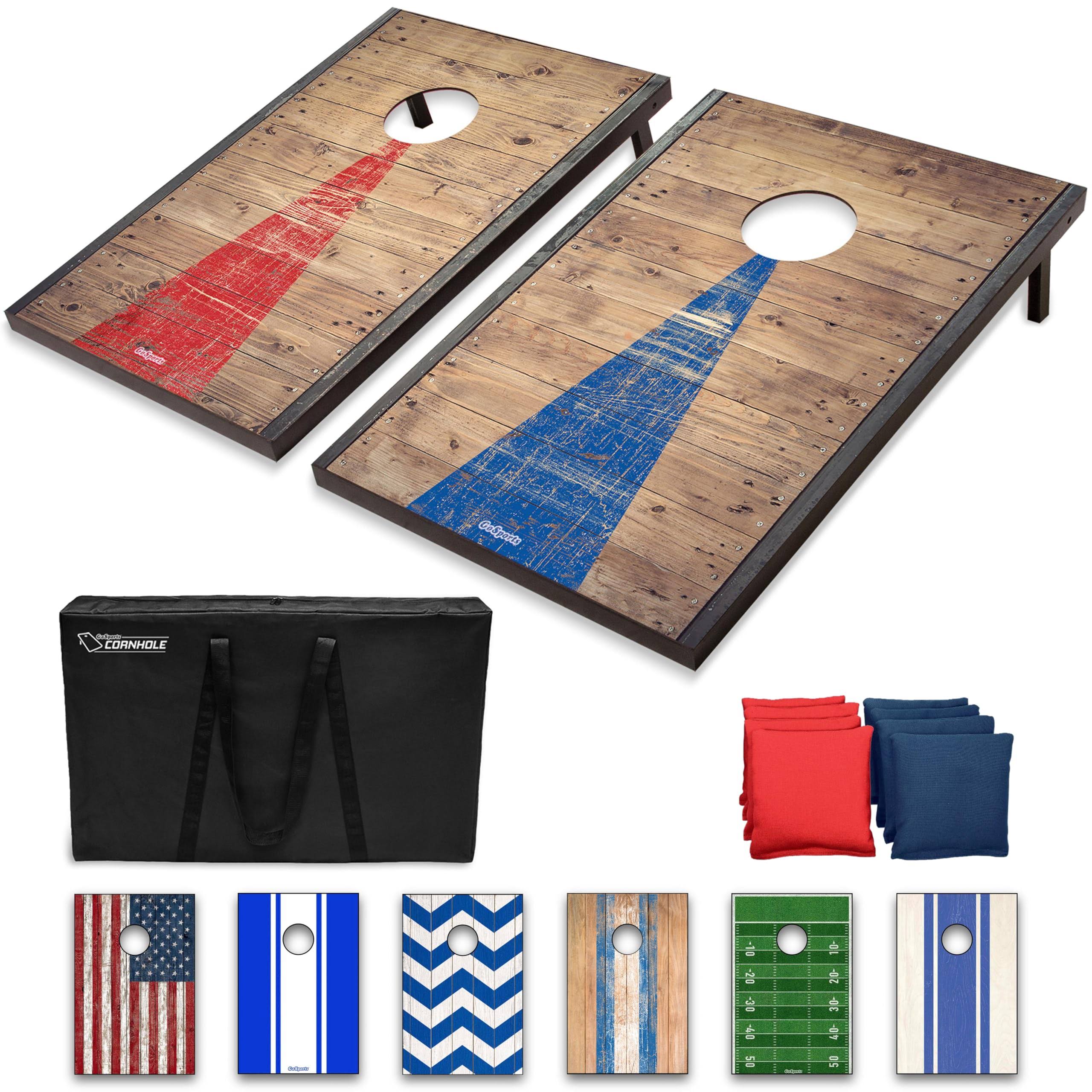 GoSports Classic Cornhole Sets – Choose 4 x2  or 3 x2    Includes 8 Bean Bags, Travel Case and Game Rules (Choice of Style)