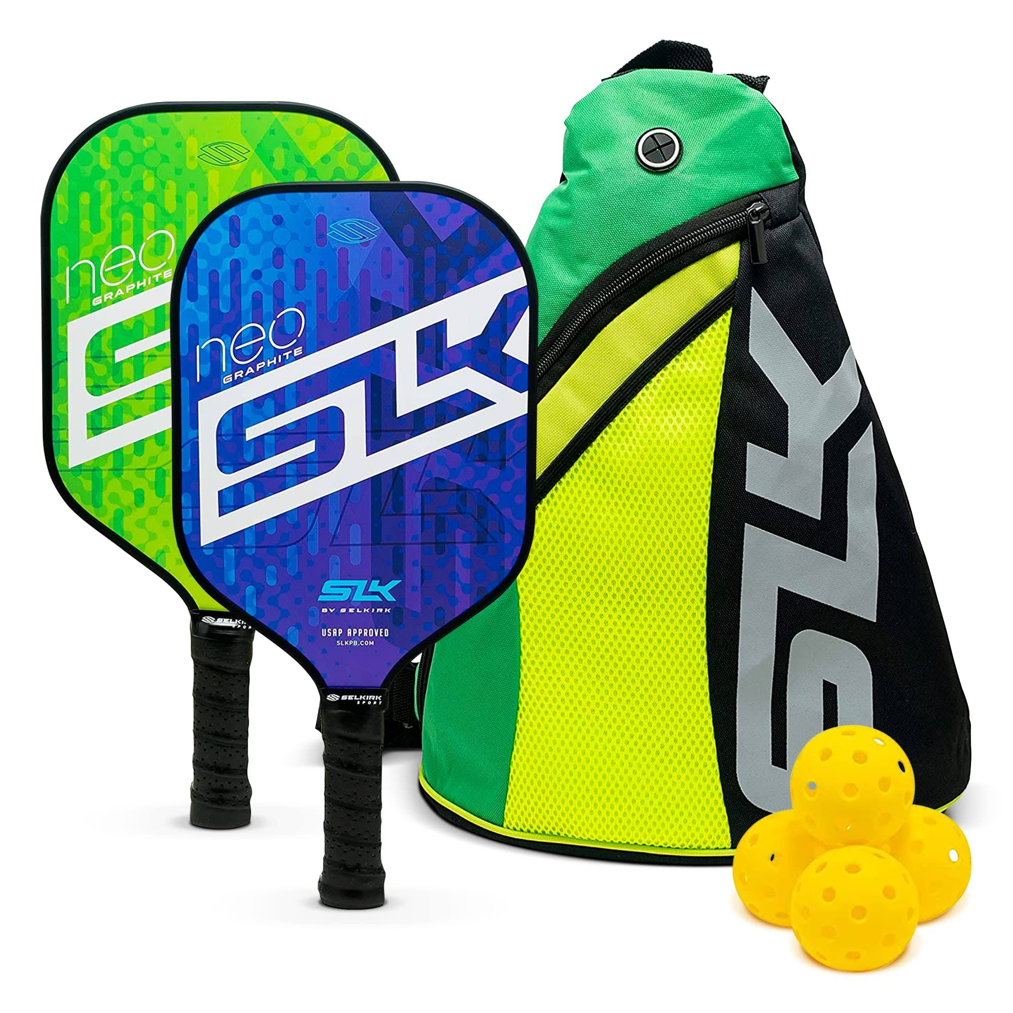 Sport 2024 SLK by  Pickleball Paddles, SLK Neo 2.0 Bundle (Green   Purple)