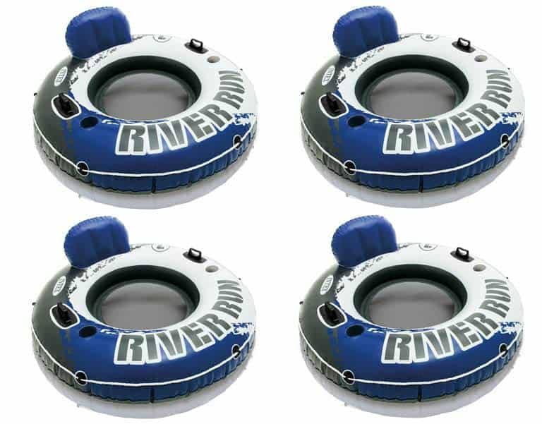River Run Inflatable Floating Tube Water Raft for Lake River Pool (4 Pack)