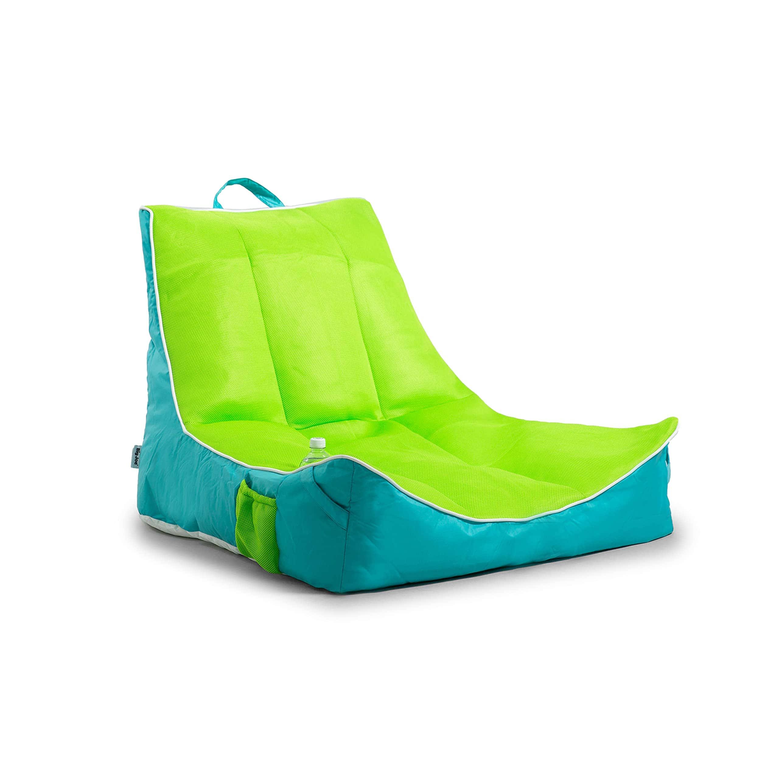 Big Joe Captain s Float No Inflation Needed Pool Lounger with Drink Holder, Lime/Capri Mesh, Quick Draining Fabric, 3 feet