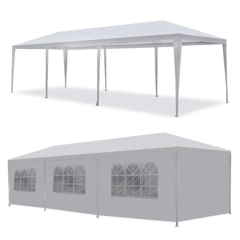 ZenSports 10x30FT Outdoor Party Tent Gazebo Wedding Canopy Tent, Heavy-Duty Steel Waterproof UV Protection White