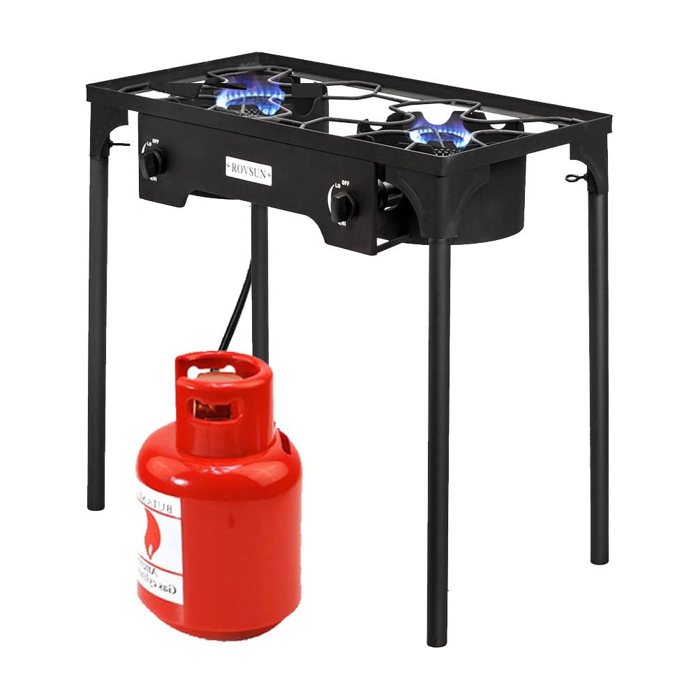 UBesGoo EX72 Portable Propane 15,0000BTU 2 Burner Outdoor Camp Stove, Black