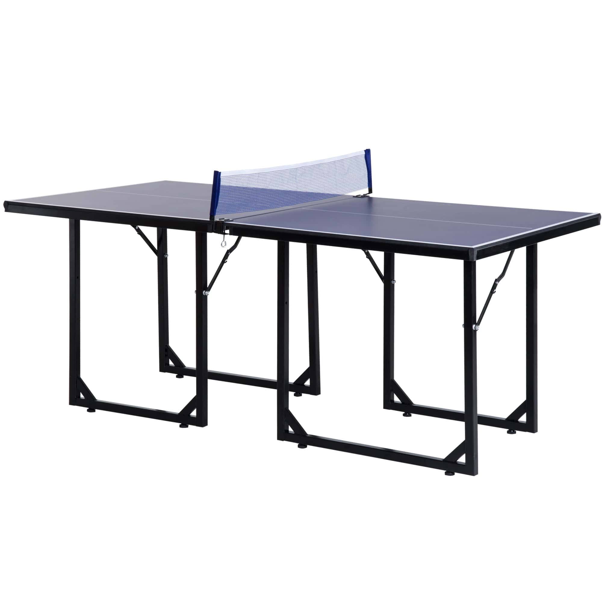 Soozier 6  x 3  Foldable Ping Pong Table Set with 2 Table Halves for Party Use, Space-Saving Mid-Size Table Tennis for Small Living Spaces, Basement Games, Sports Gifts