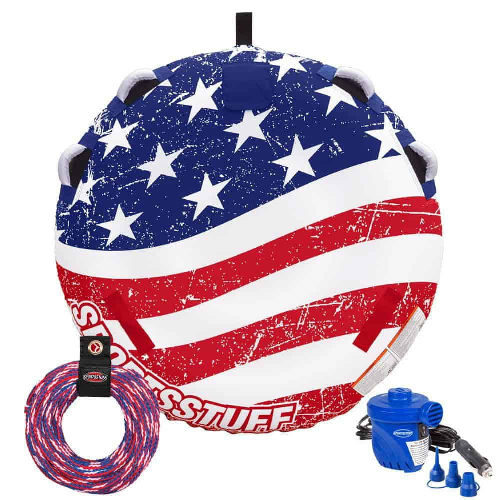 Sportsstuff Stars   Stripes 2-Rider Towable Tube Kit with Pump and Tow Rope