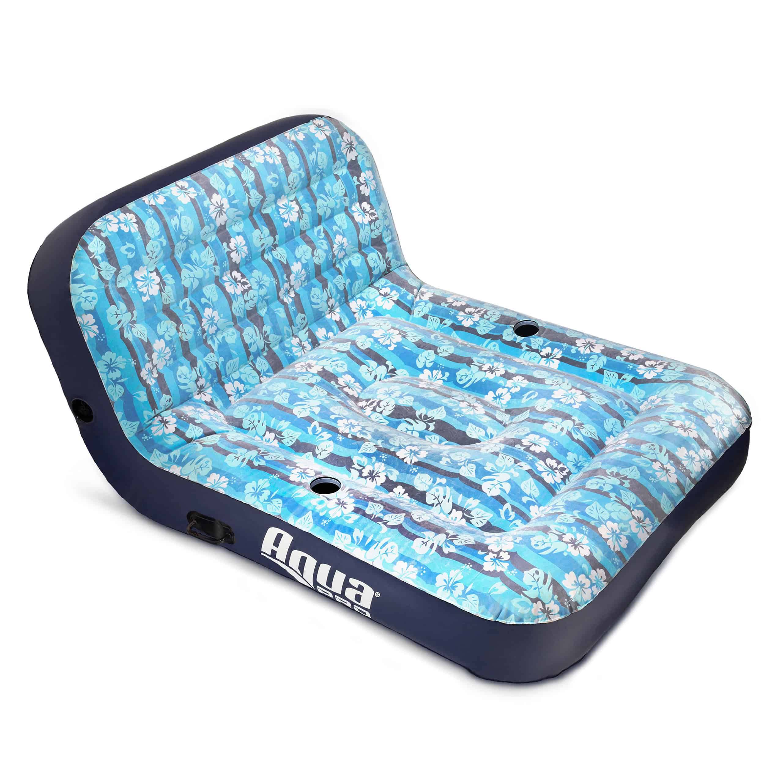 Leisure Adult Unisex Ultra-Cushioned Comfort Blue Pool Lounge Float for Two