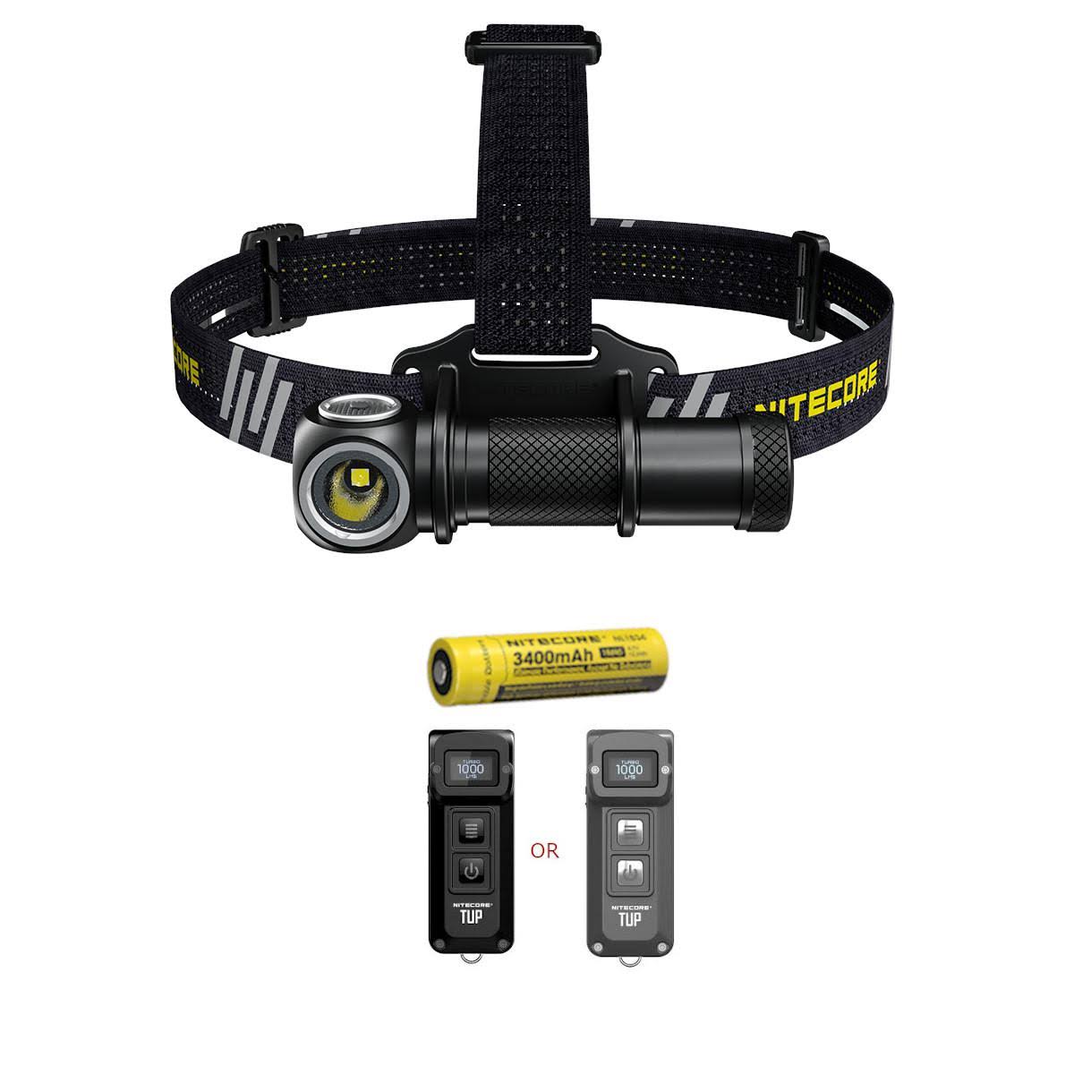 Value Bundle: Nitecore UT32 Dual Emitter Headlamp-(5700K, Cool White)-(3000K, Warm White) with 1XNL1834 Battery (Black or Gray)