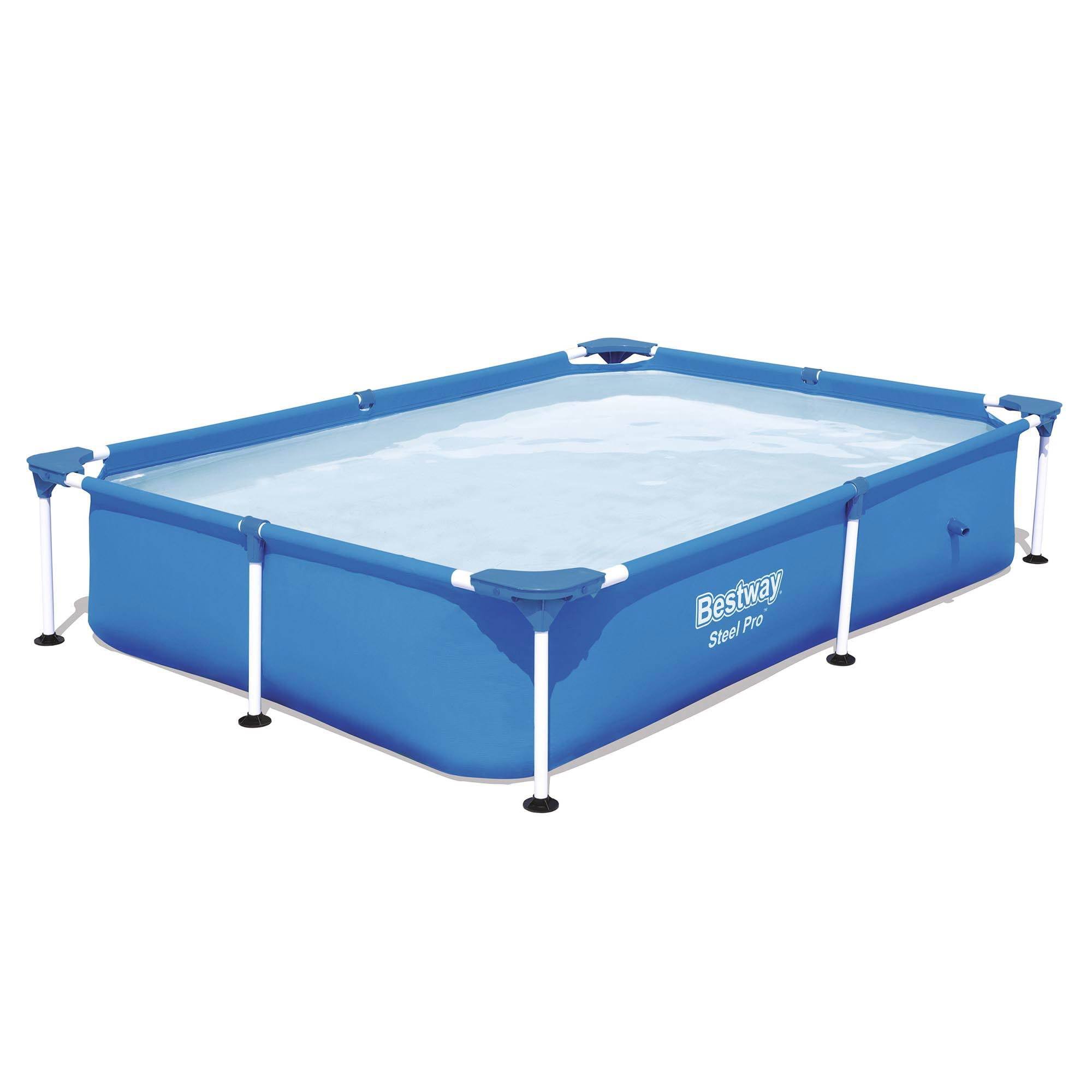 Steel Pro 7.25 x 4.9 x 1.4 Ft Rectangular Above Ground Kids Swimming Pool