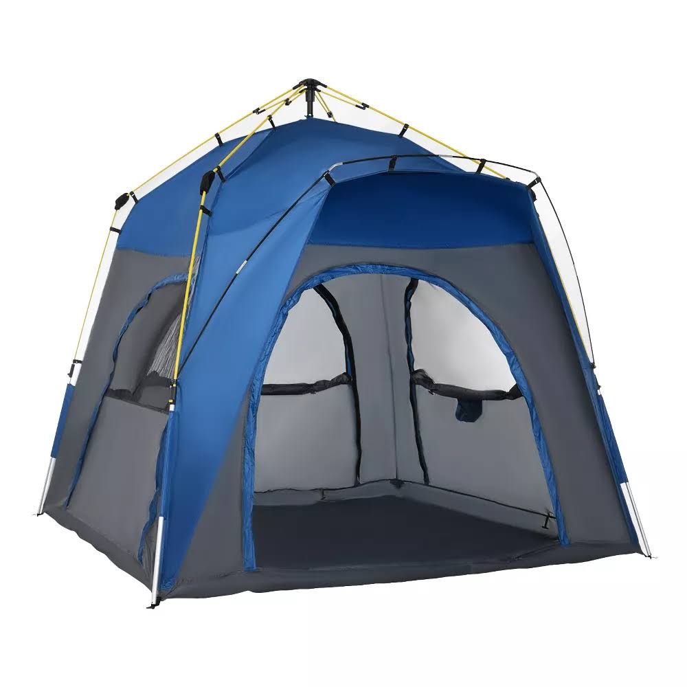 Camping Tents 4 Person Pop Up Tent Quick Setup, Blue